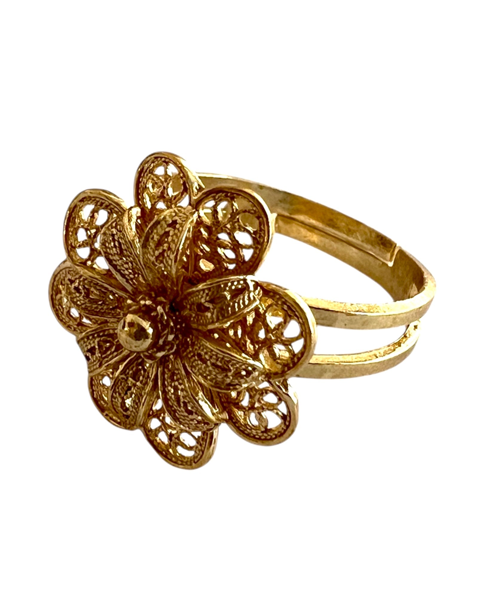 Filigree Flower Ring in Gold Plated Silver