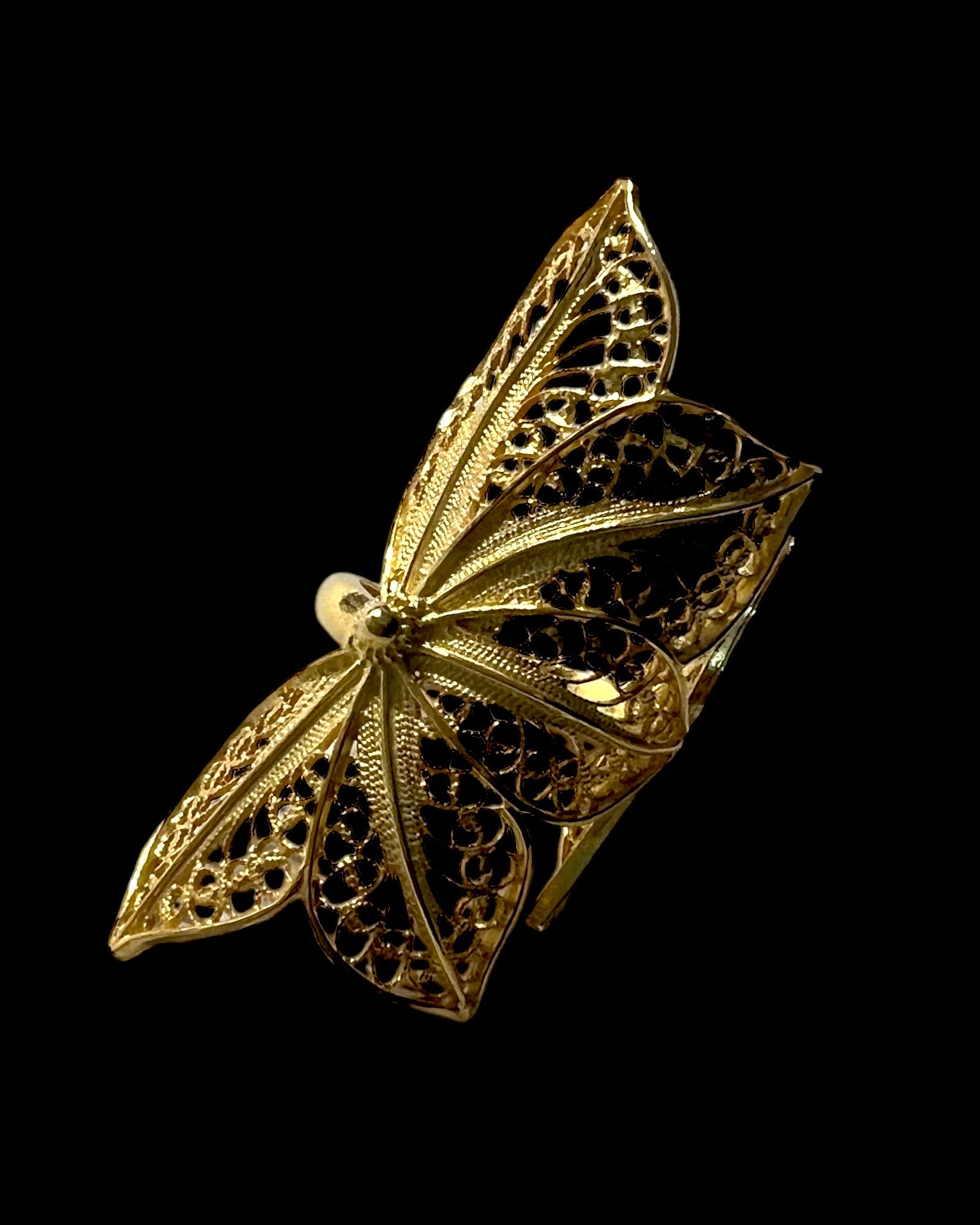 Filigree Flower Ring in Gold Plated Silver