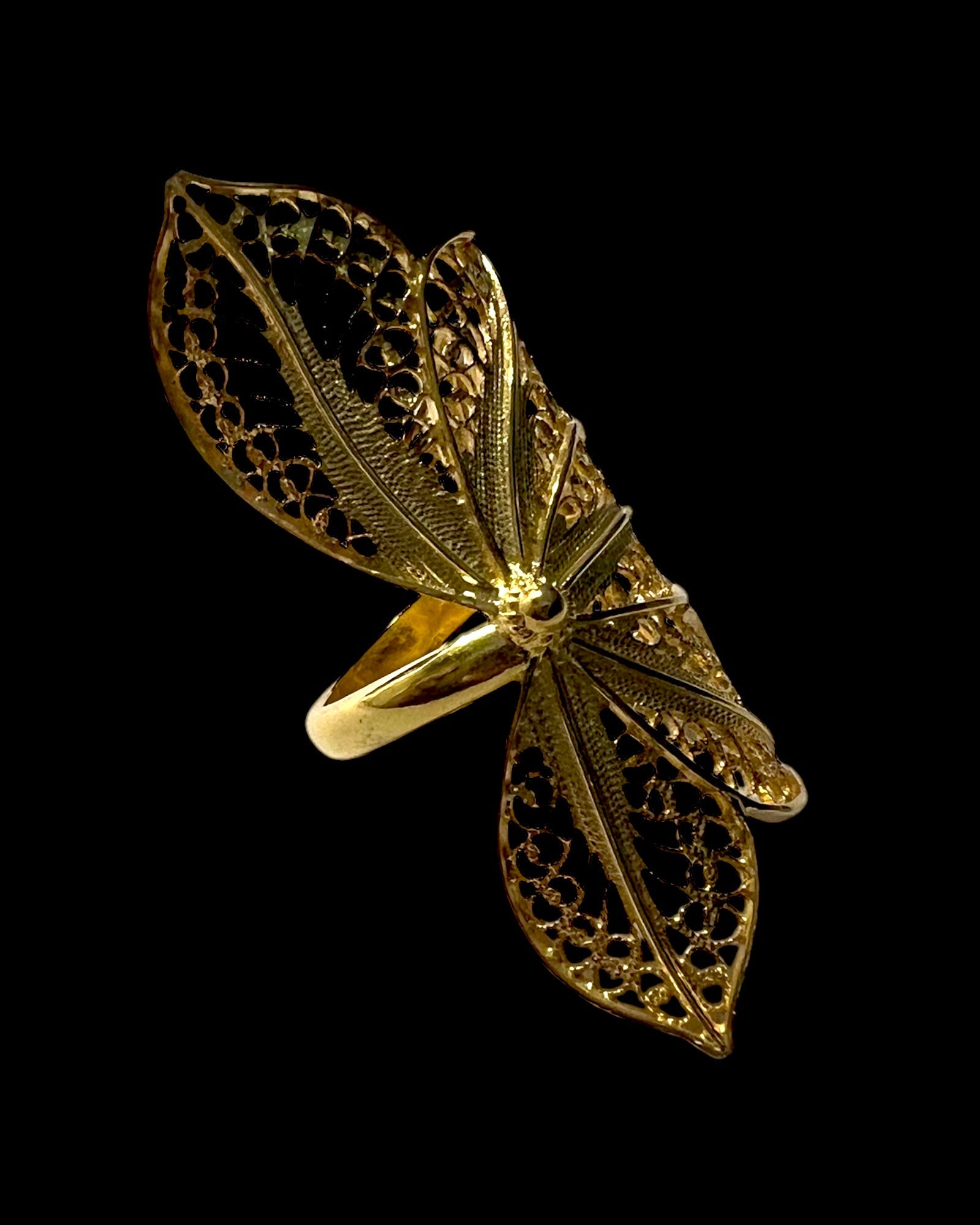 Filigree Flower Ring in Gold Plated Silver