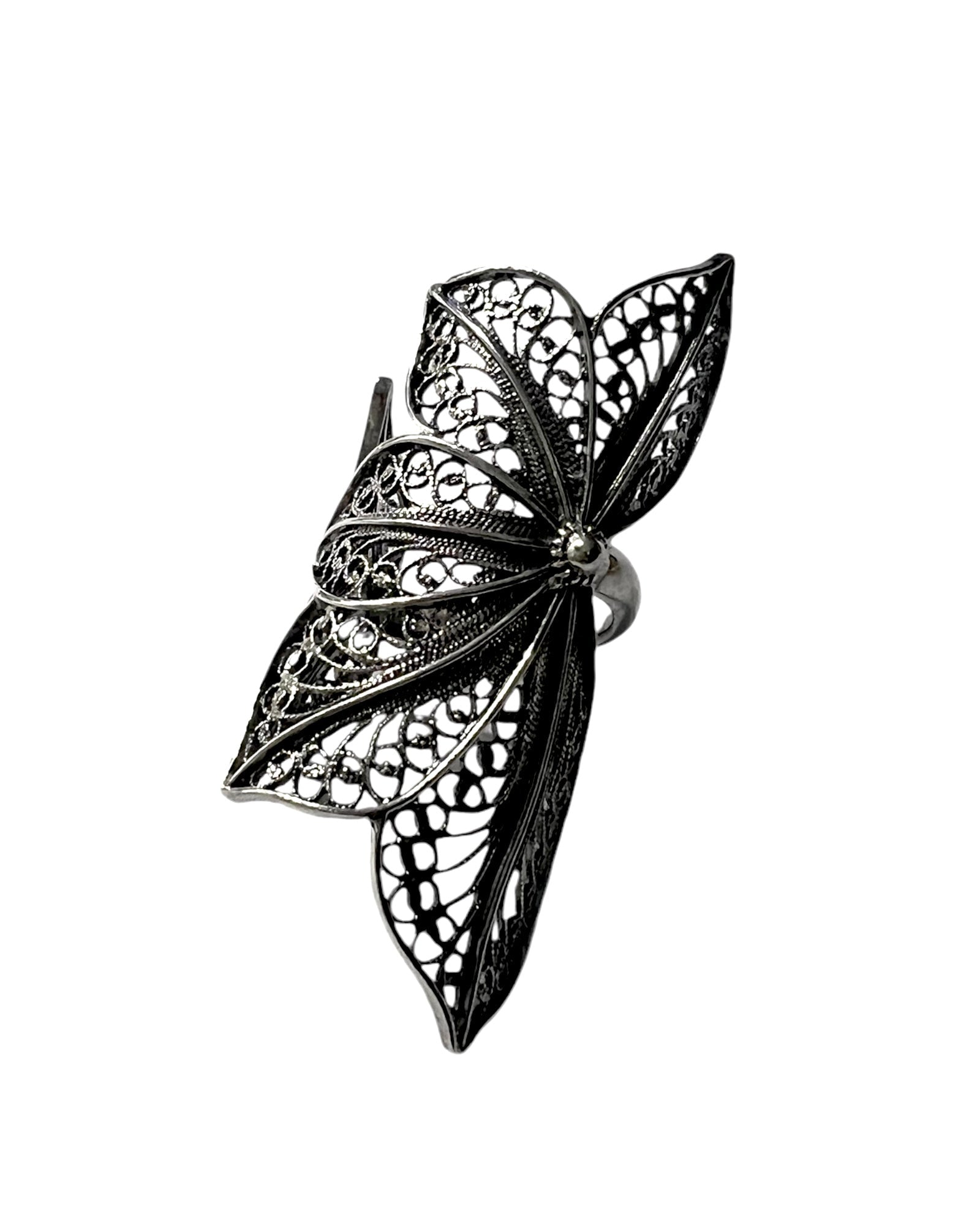 Filigree Flower Ring in Silver