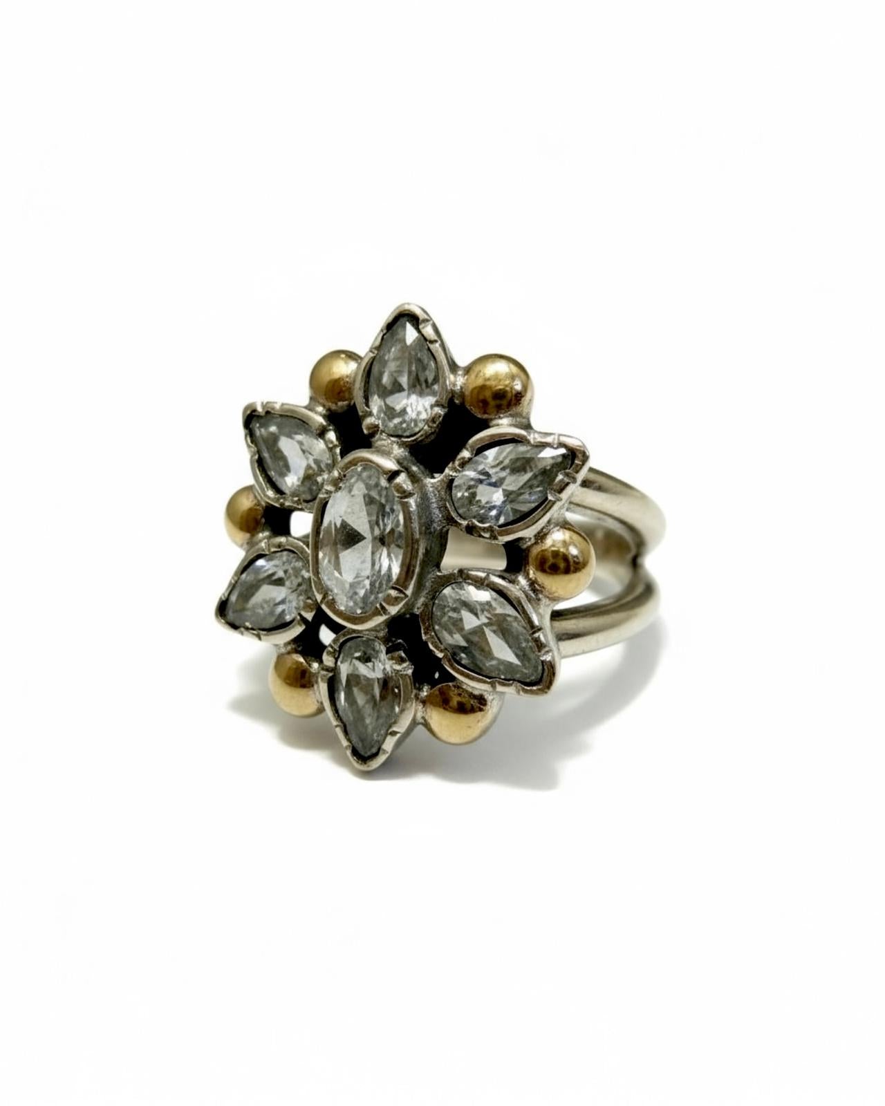 Flower Ring in Silver and Gold