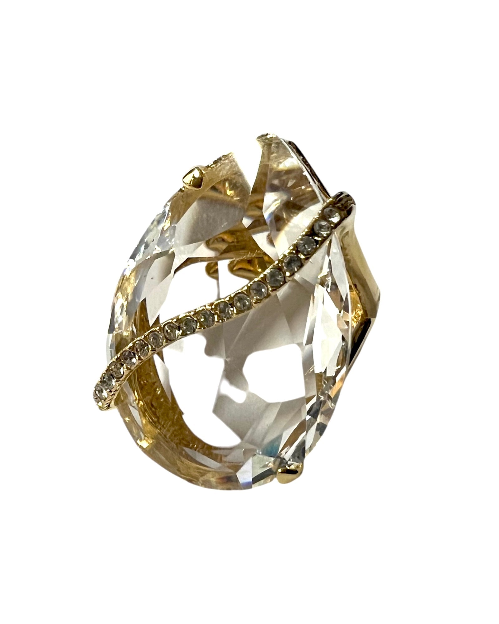 Transparent Drop Ring in Gold Silver