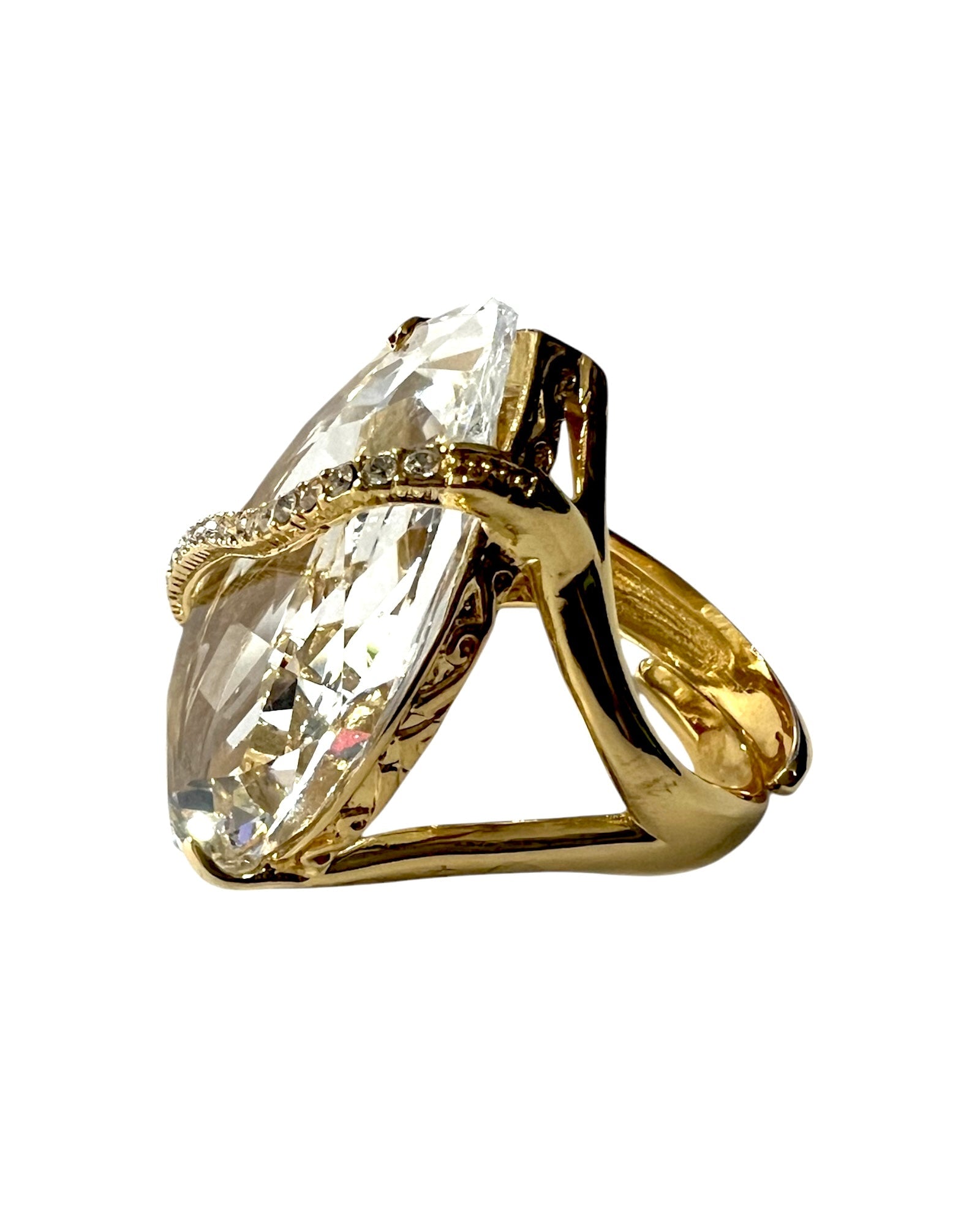 Transparent Drop Ring in Gold Silver