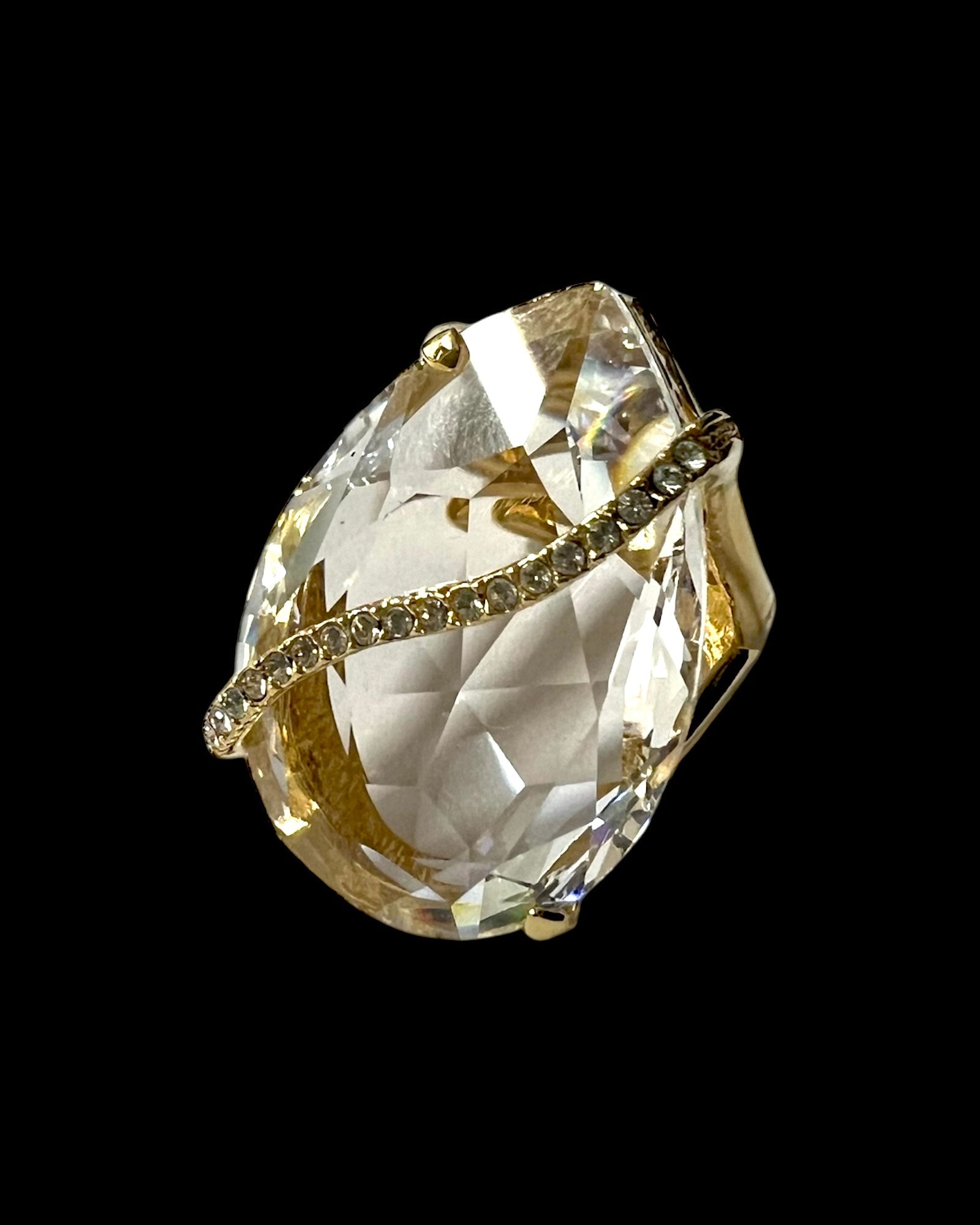 Transparent Drop Ring in Gold Silver