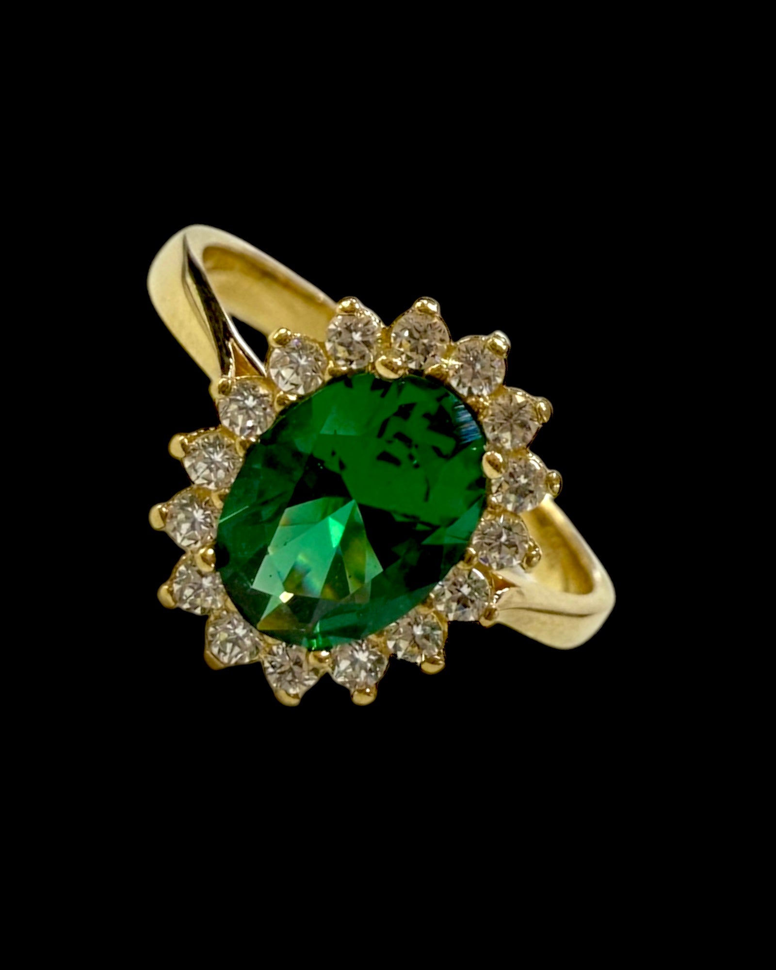 Anel Lady Di Verde Ouro