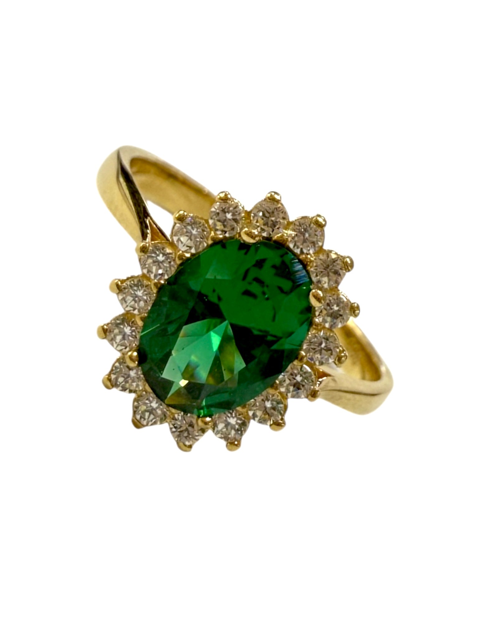 Anel Lady Di Verde Ouro