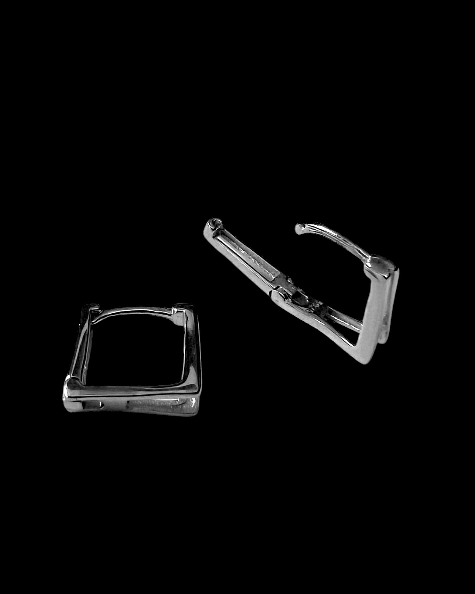 Square Silver Hoop Earrings