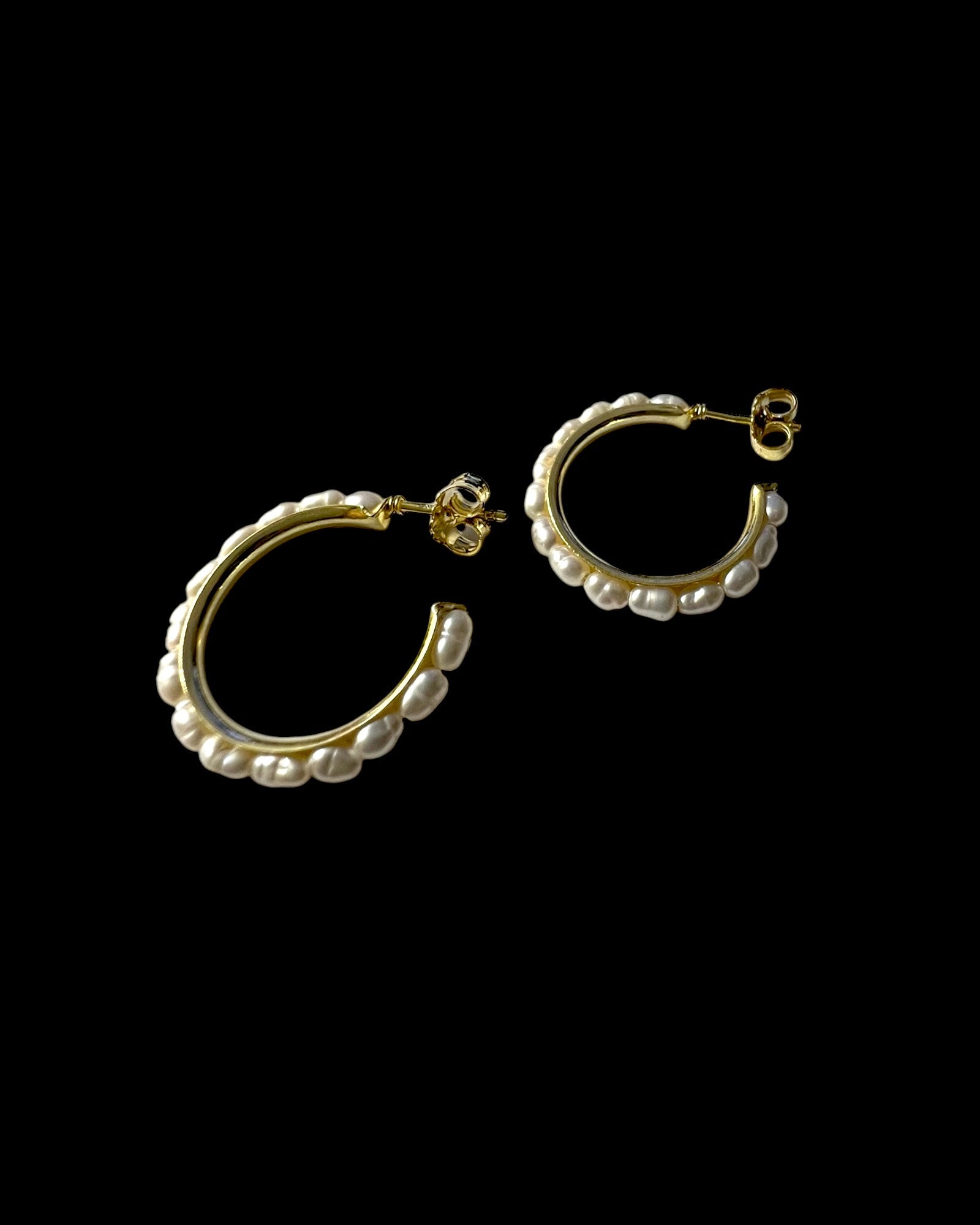 Pearl Hoop Earrings in Gold-Plated Silver