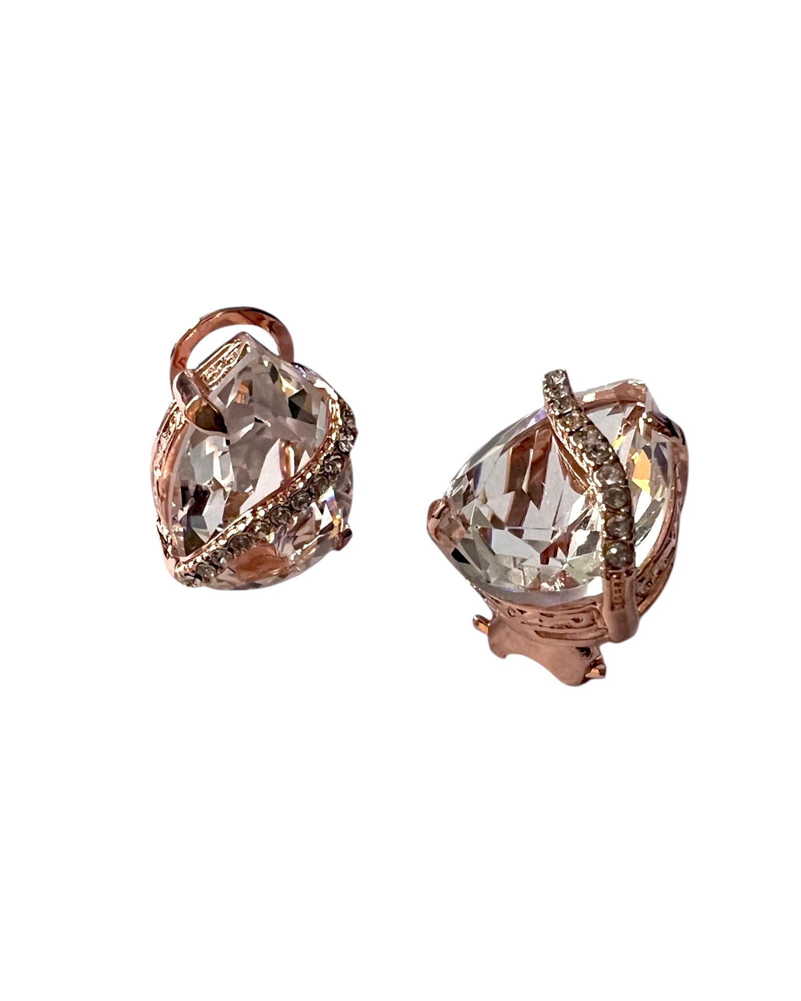 Transparent Drop Earrings in Pink Silver
