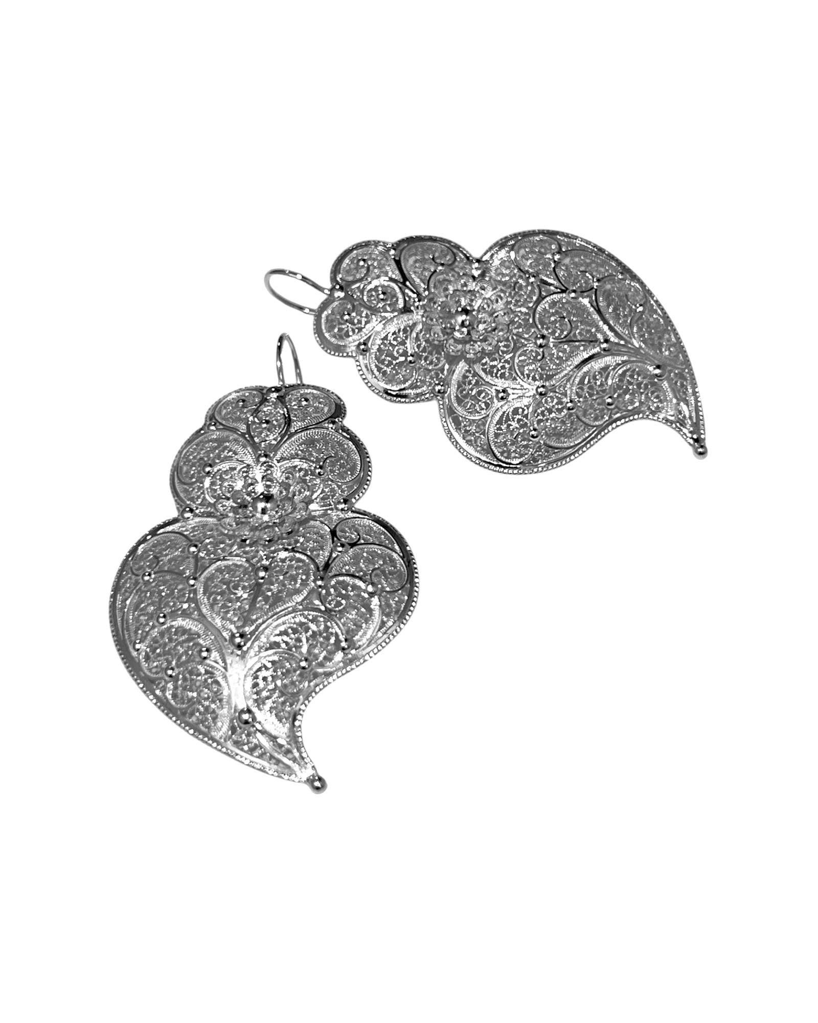Viana Heart Earrings in Silver