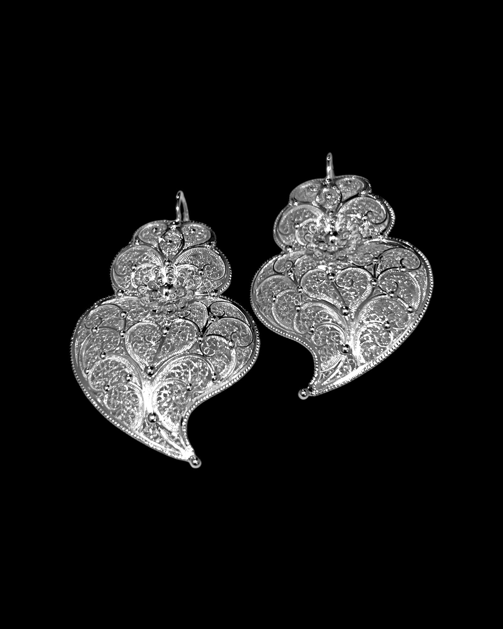 Viana Heart Earrings in Silver