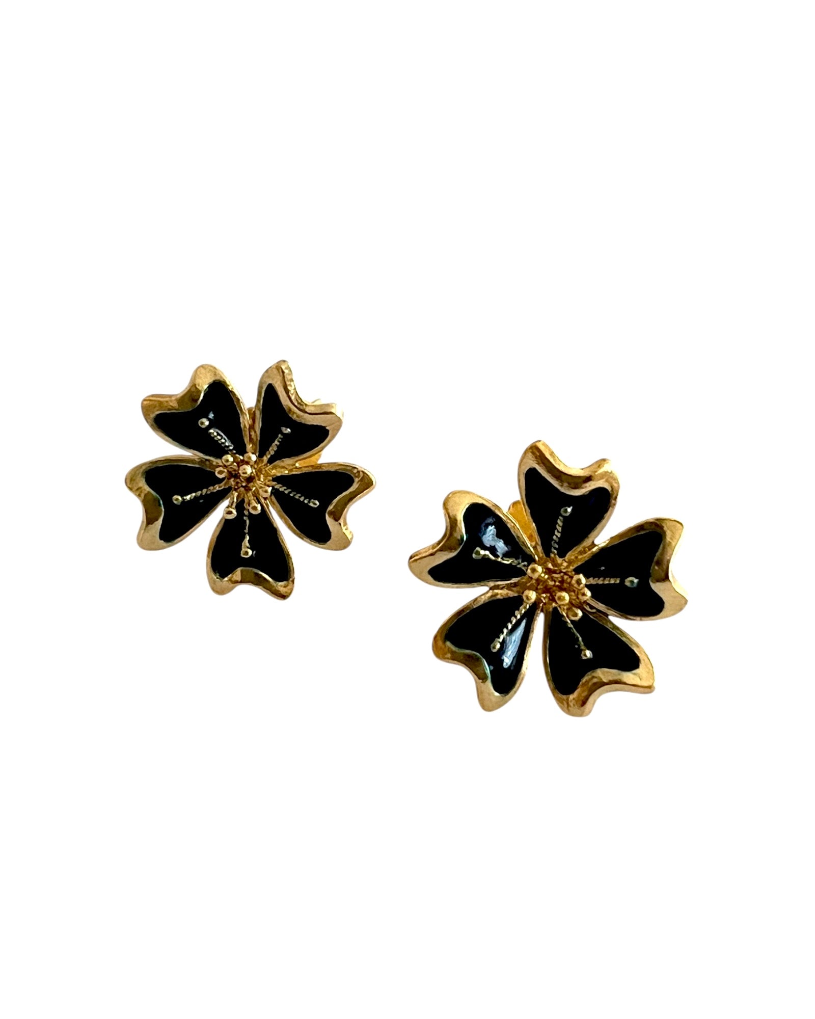 Blue Flower Earrings in Gold Plated Silver