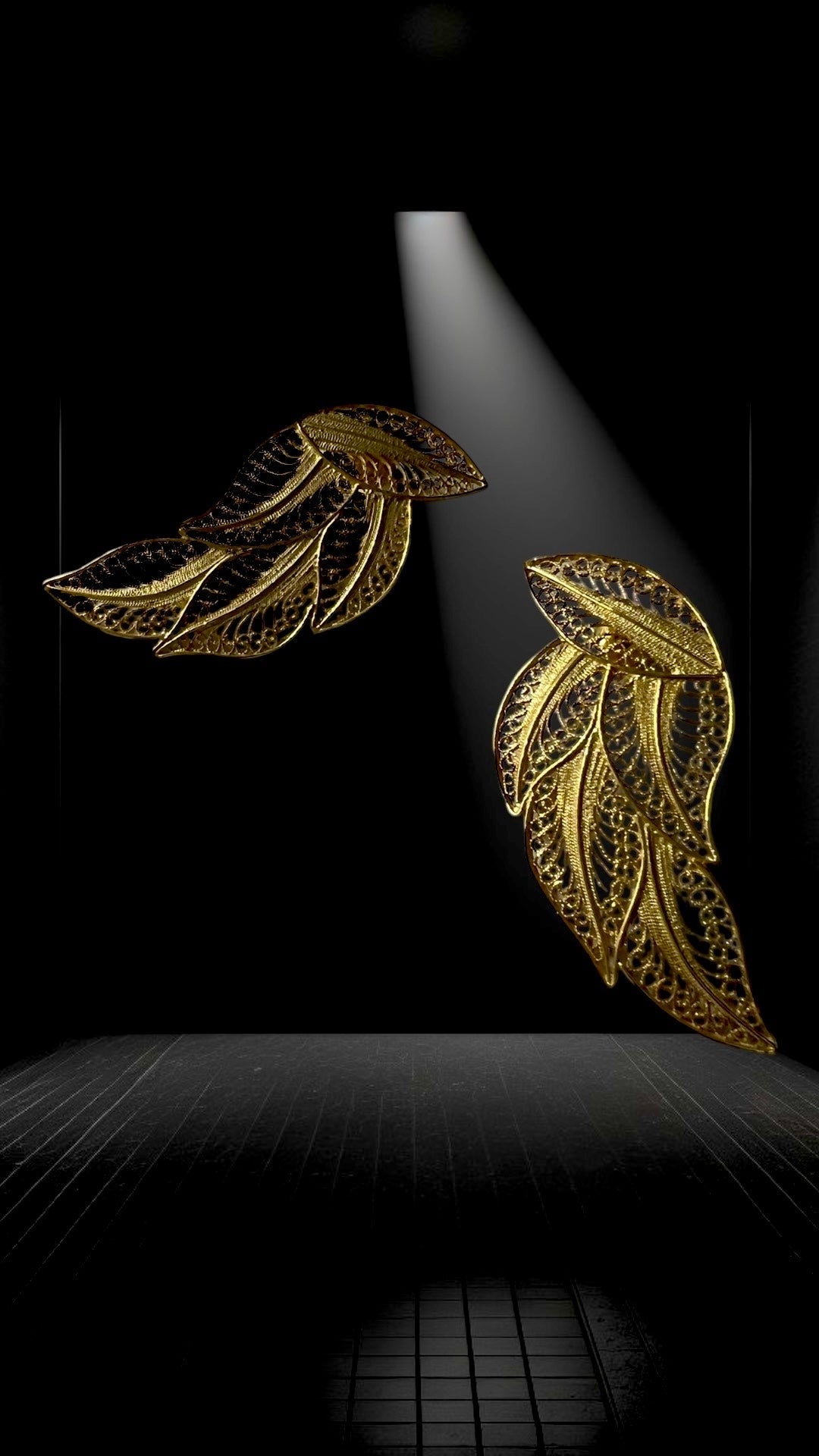 Filigree Leaf Earrings in Gold Plated Silver