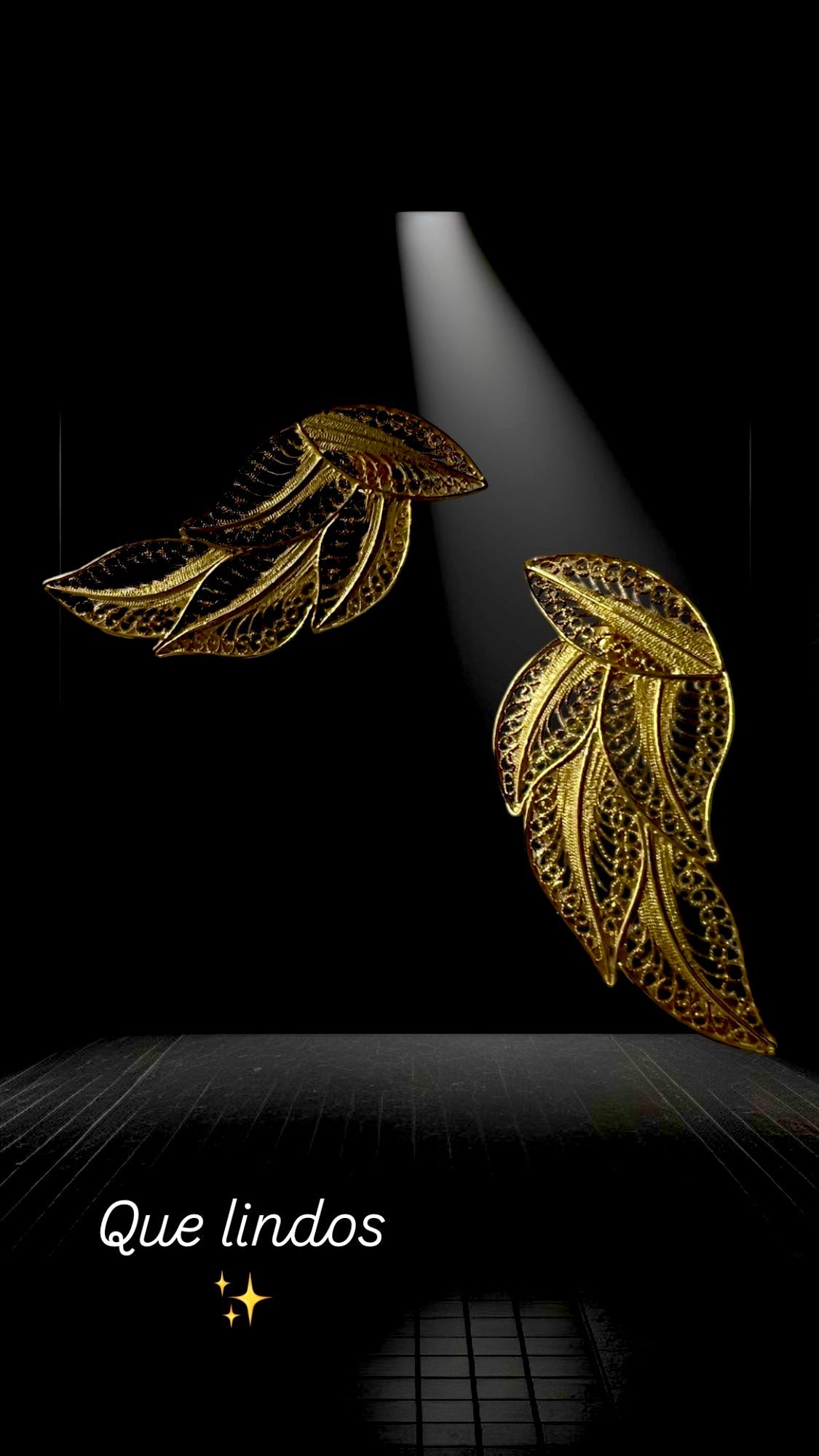 Filigree Leaf Earrings in Gold Plated Silver