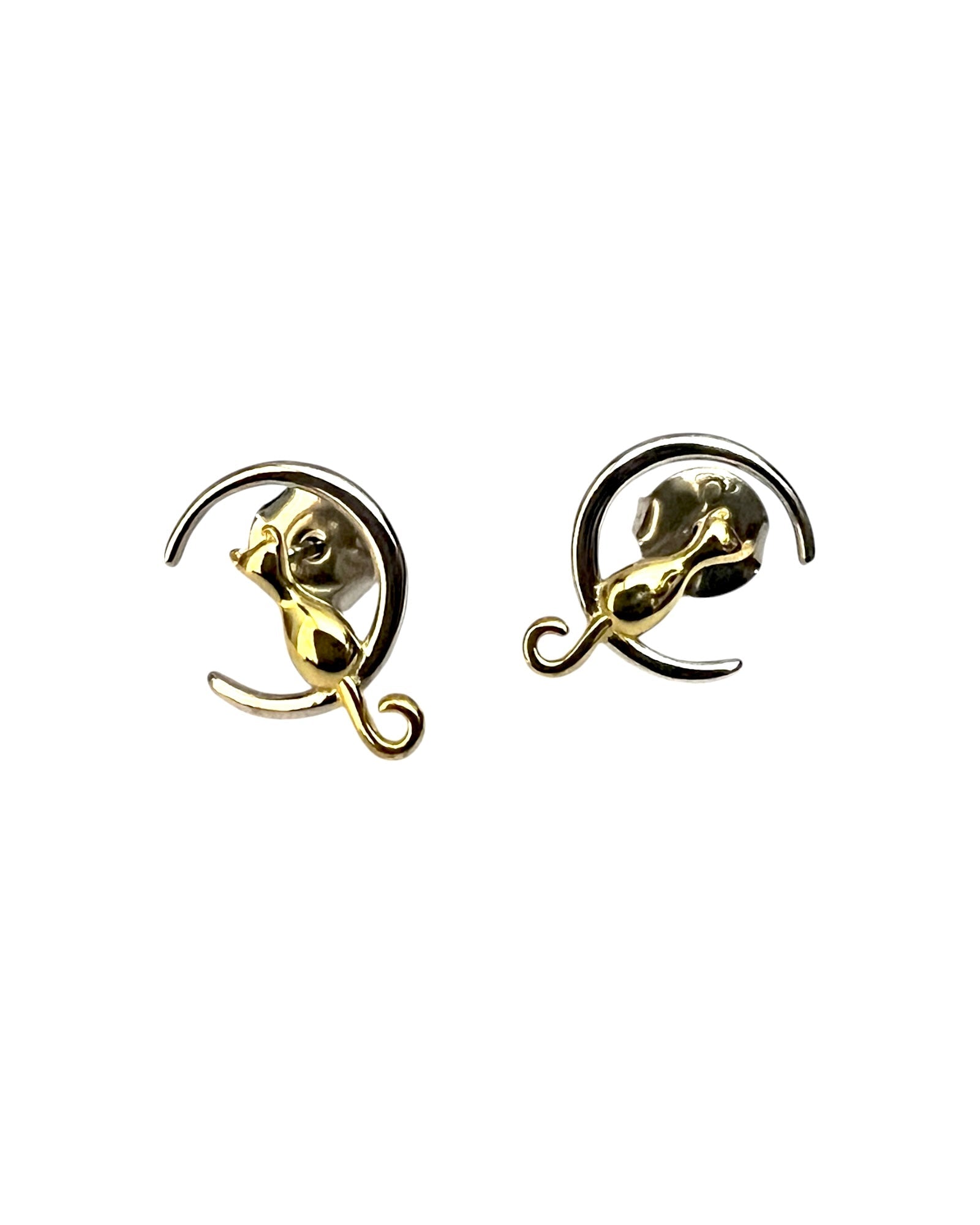 Silver and Gold Plated Cat Earrings