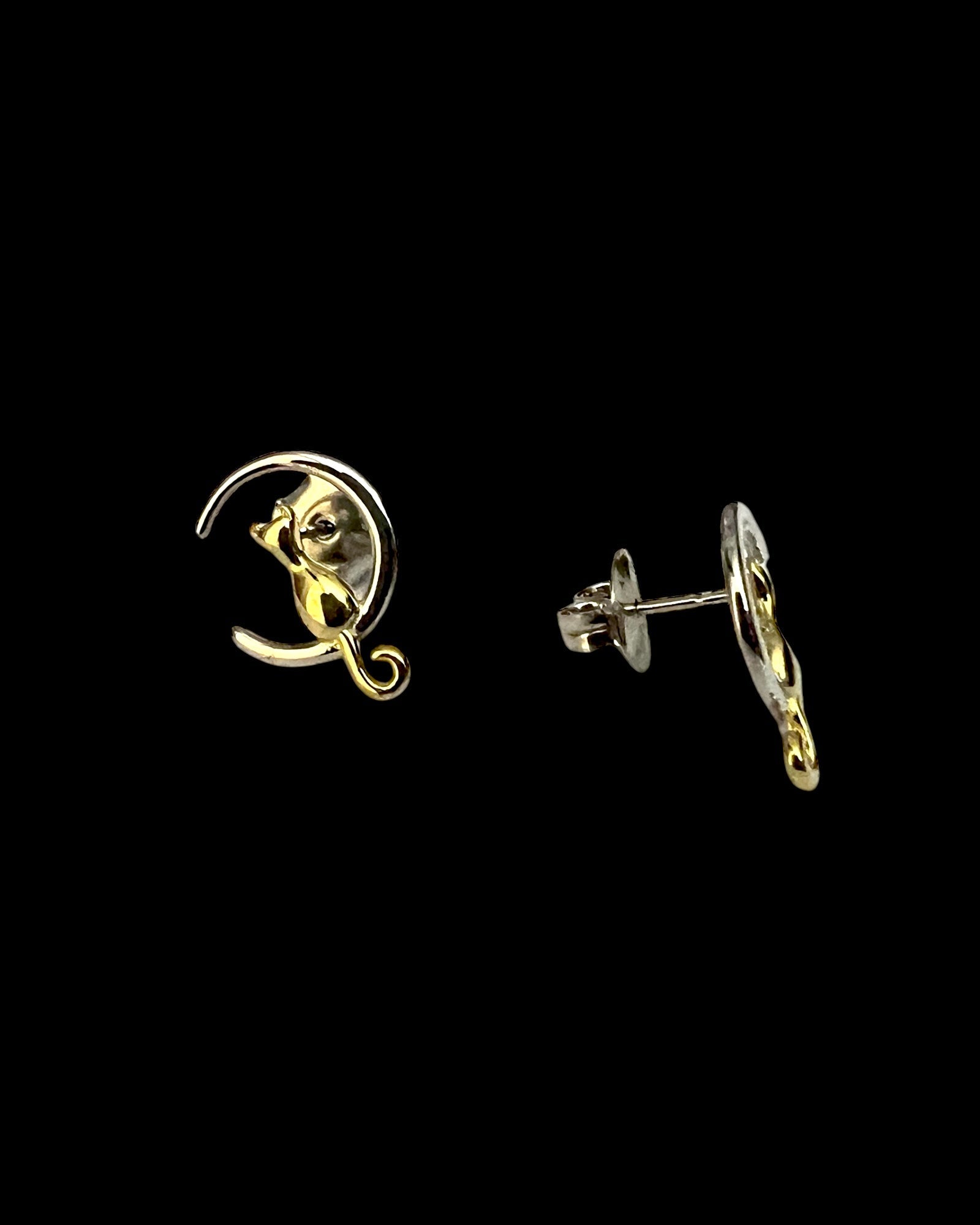 Silver and Gold Plated Cat Earrings