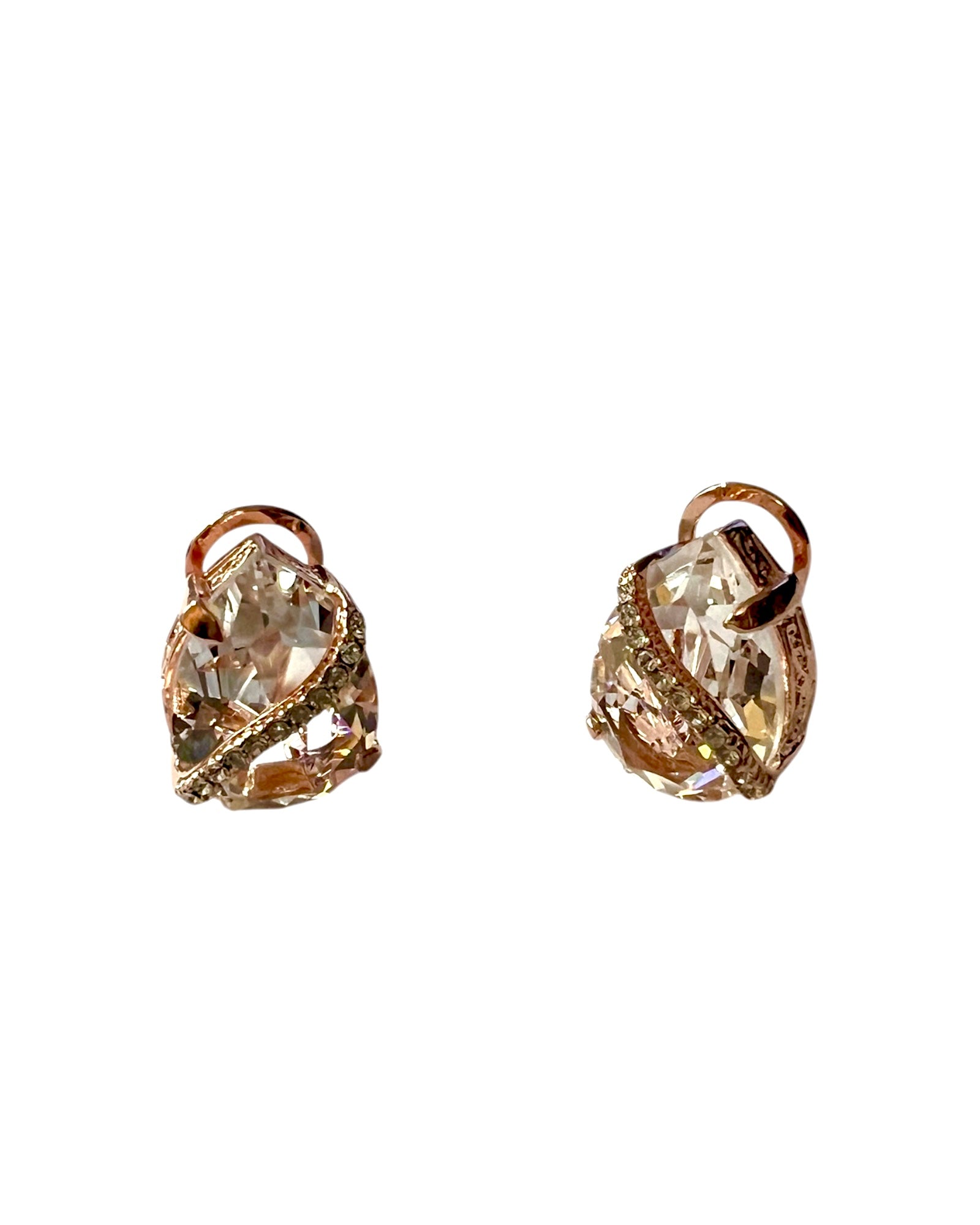 Transparent Drop Earrings in Pink Silver
