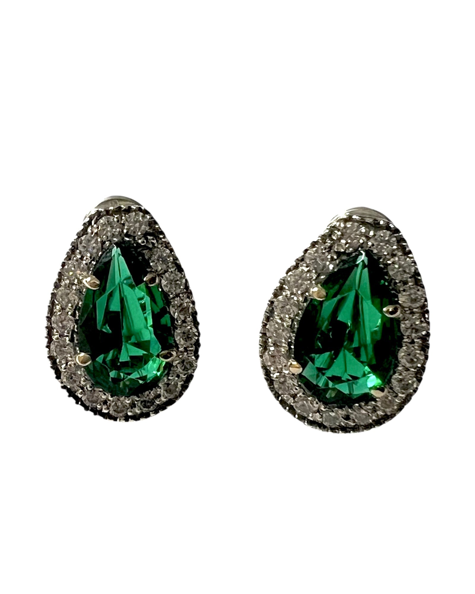 Green Drop Earrings in Silver and Gold