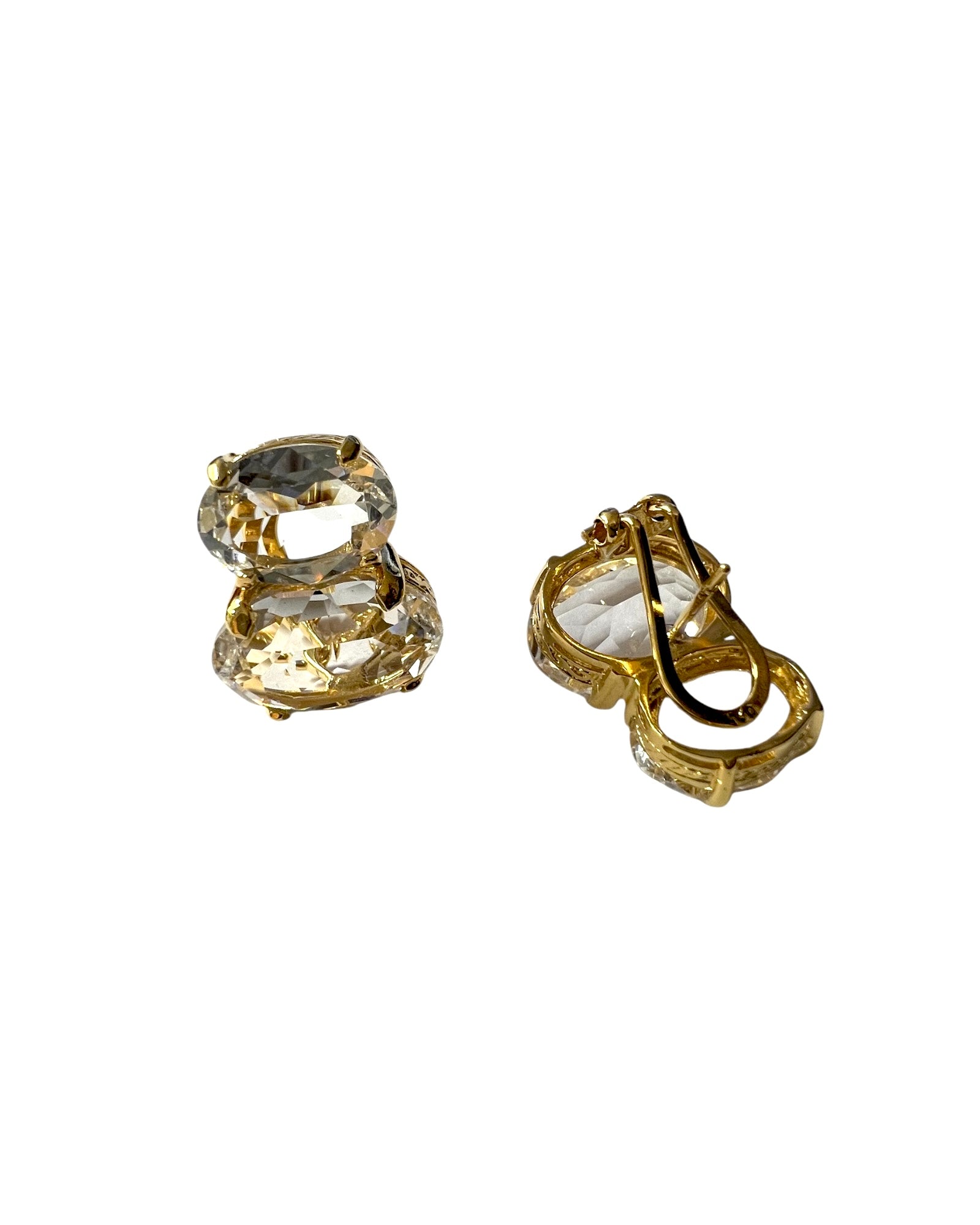 Clear Crystal Earrings in Gold Plated Silver