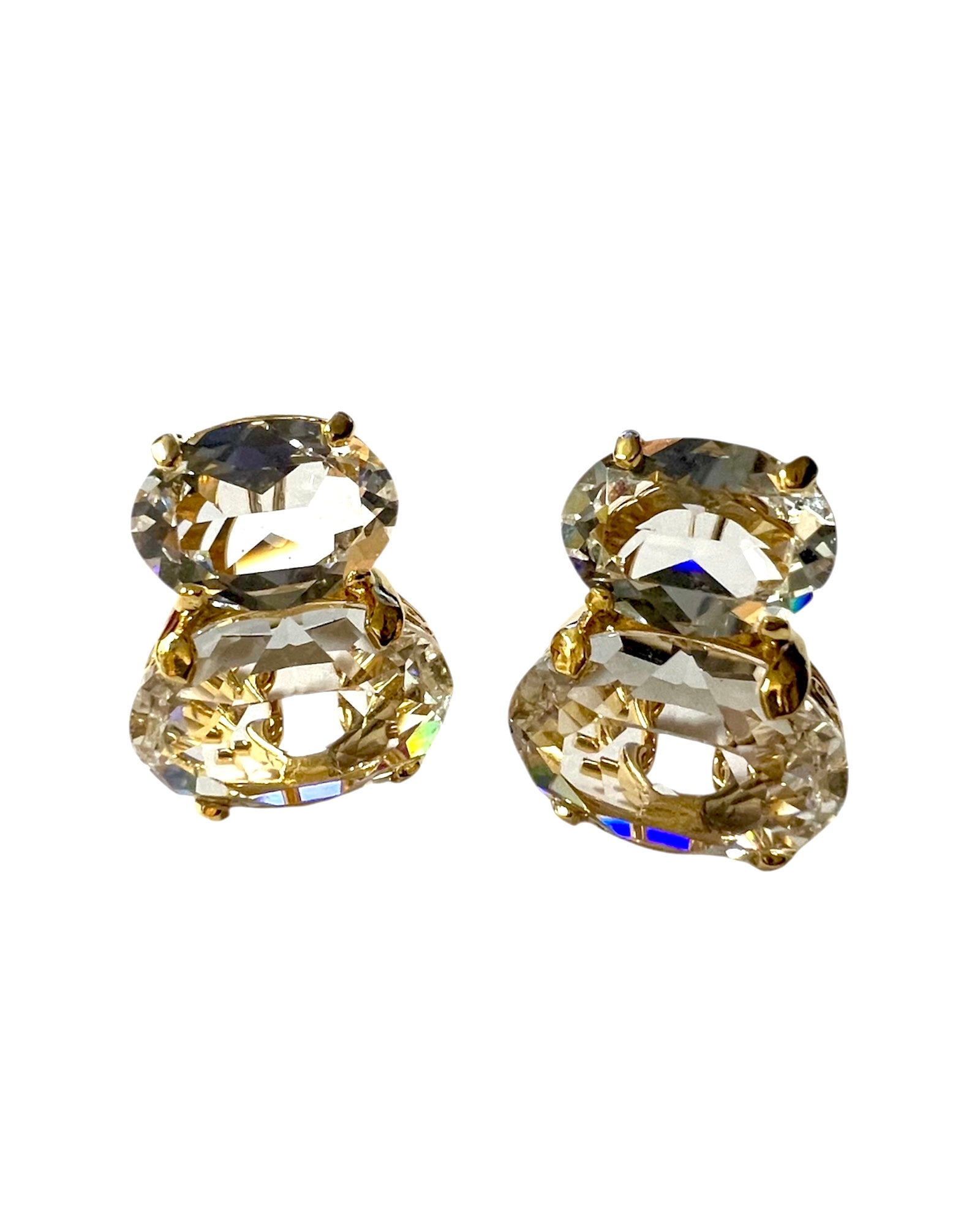 Clear Crystal Earrings in Gold Plated Silver