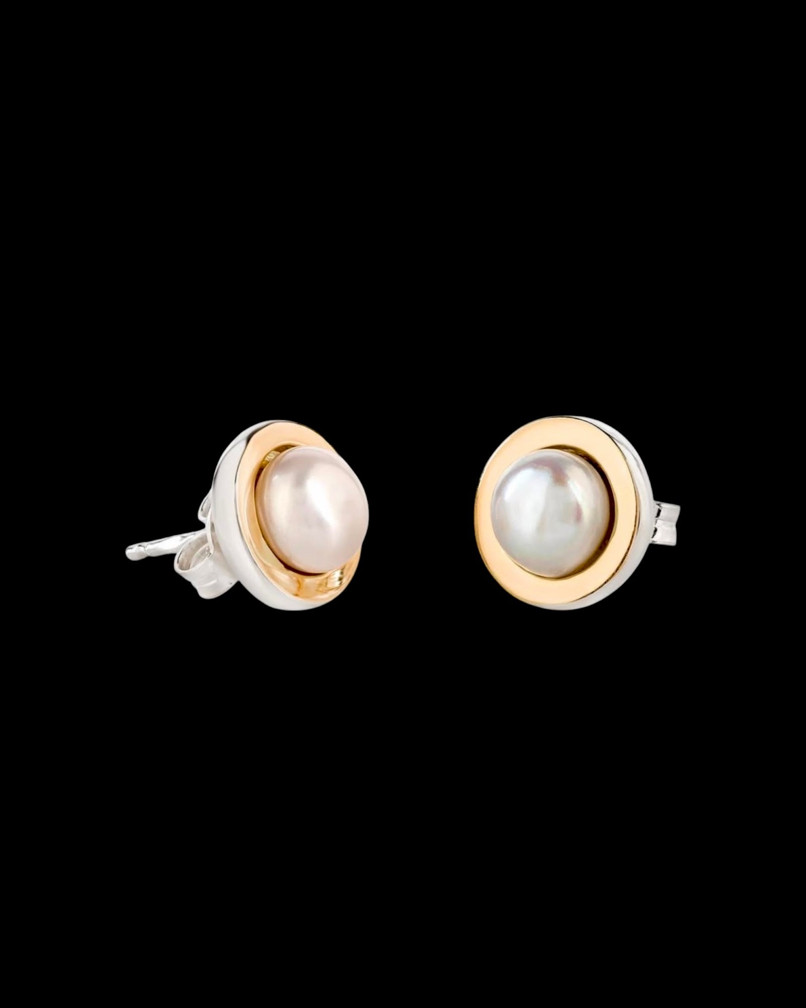 Pearl Earrings in Silver and Gold
