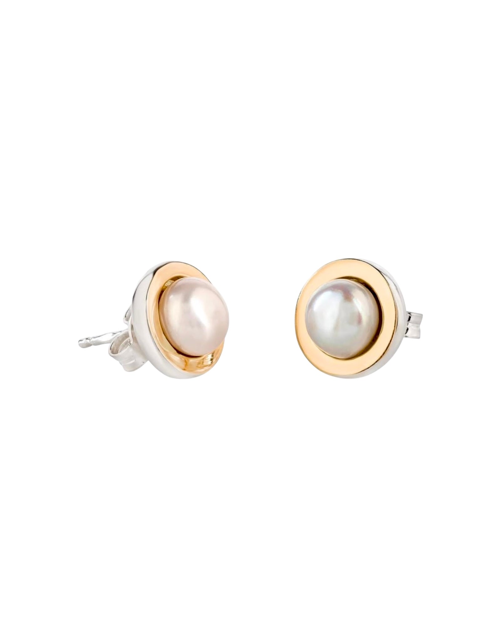 Pearl Earrings in Silver and Gold