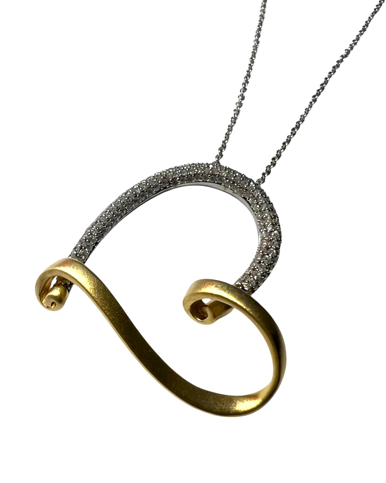 Necklace with Heart in Silver and Gold Plated Silver