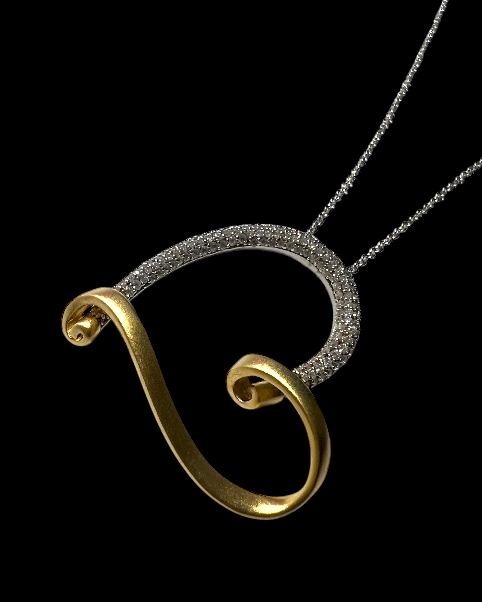 Necklace with Heart in Silver and Gold Plated Silver