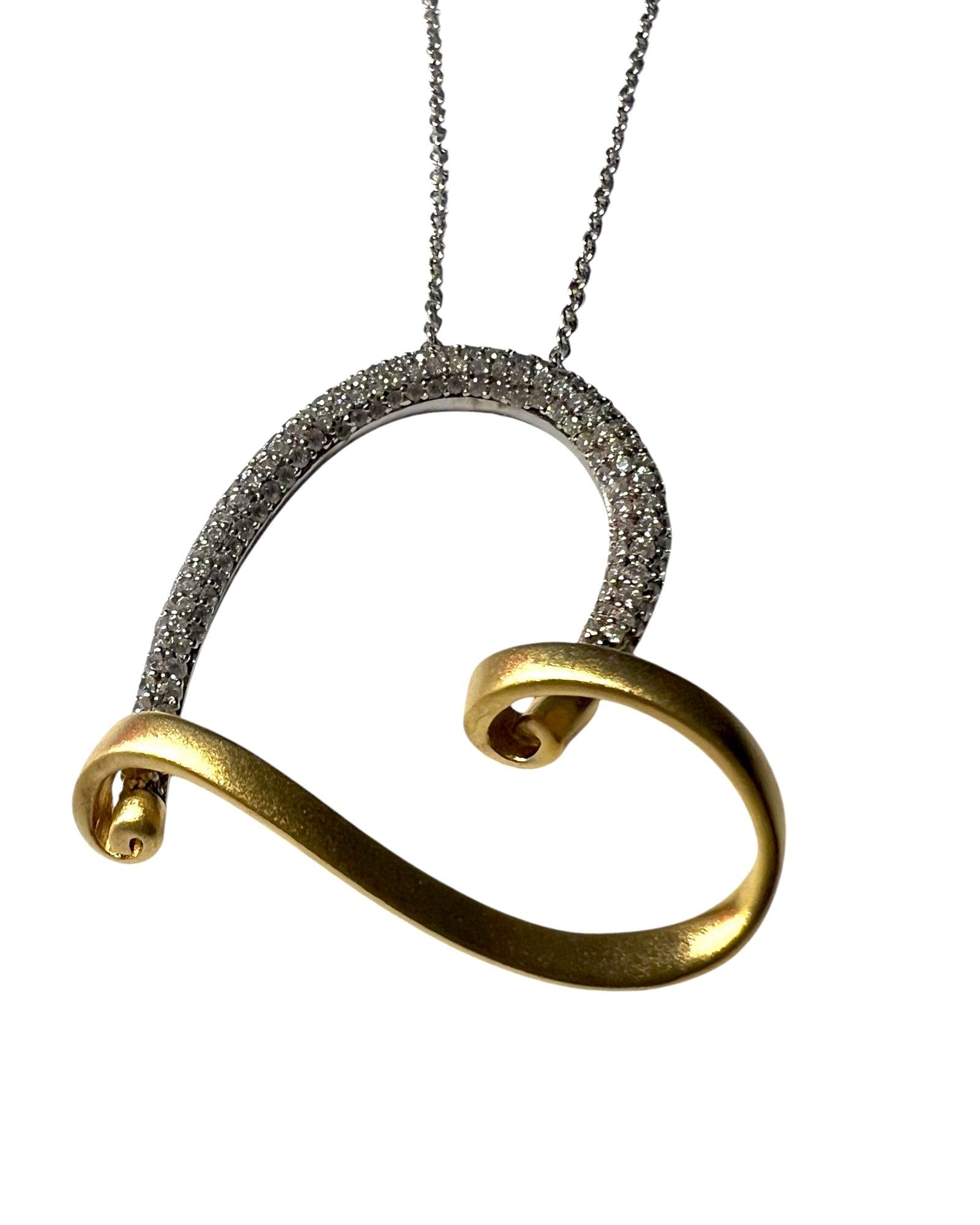 Necklace with Heart in Silver and Gold Plated Silver