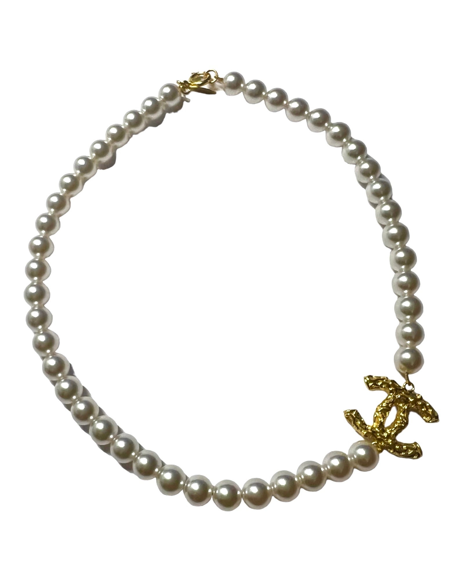 Pearl Charm Necklace in Gold Plated Silver