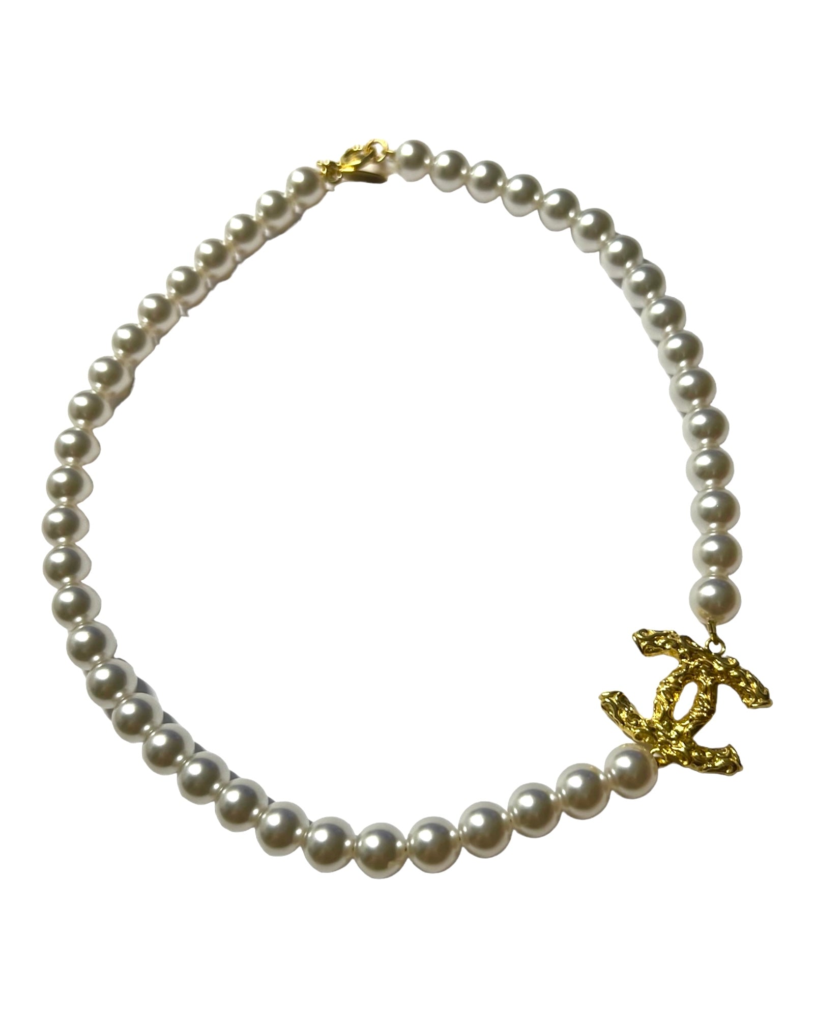Pearl Charm Necklace in Gold Plated Silver