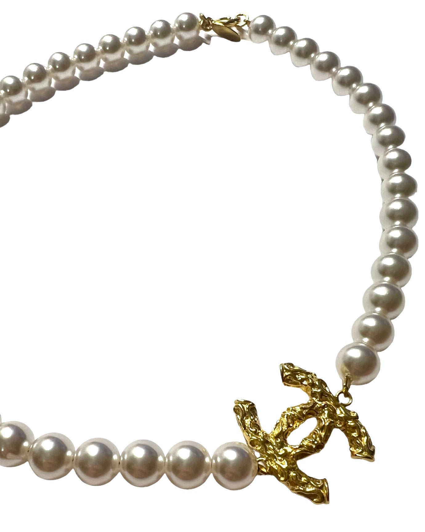 Pearl Charm Necklace in Gold Plated Silver