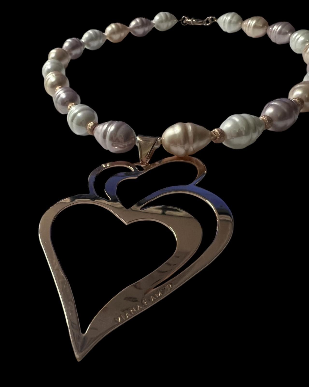 Viana is Love Heart Necklace in Rose Silver