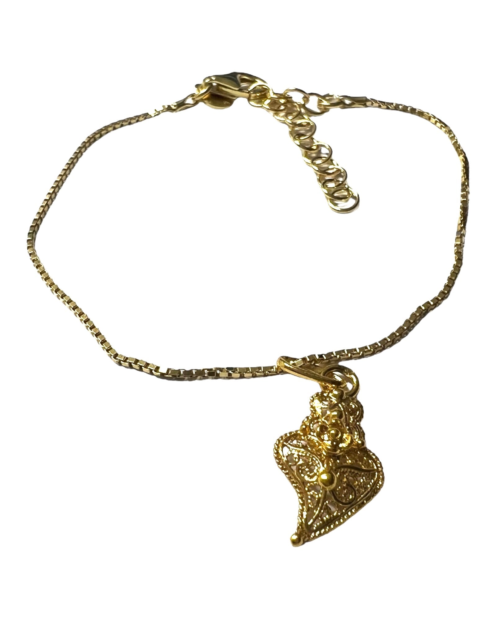 Pulseira Coração de Viana em Prata Dourada
