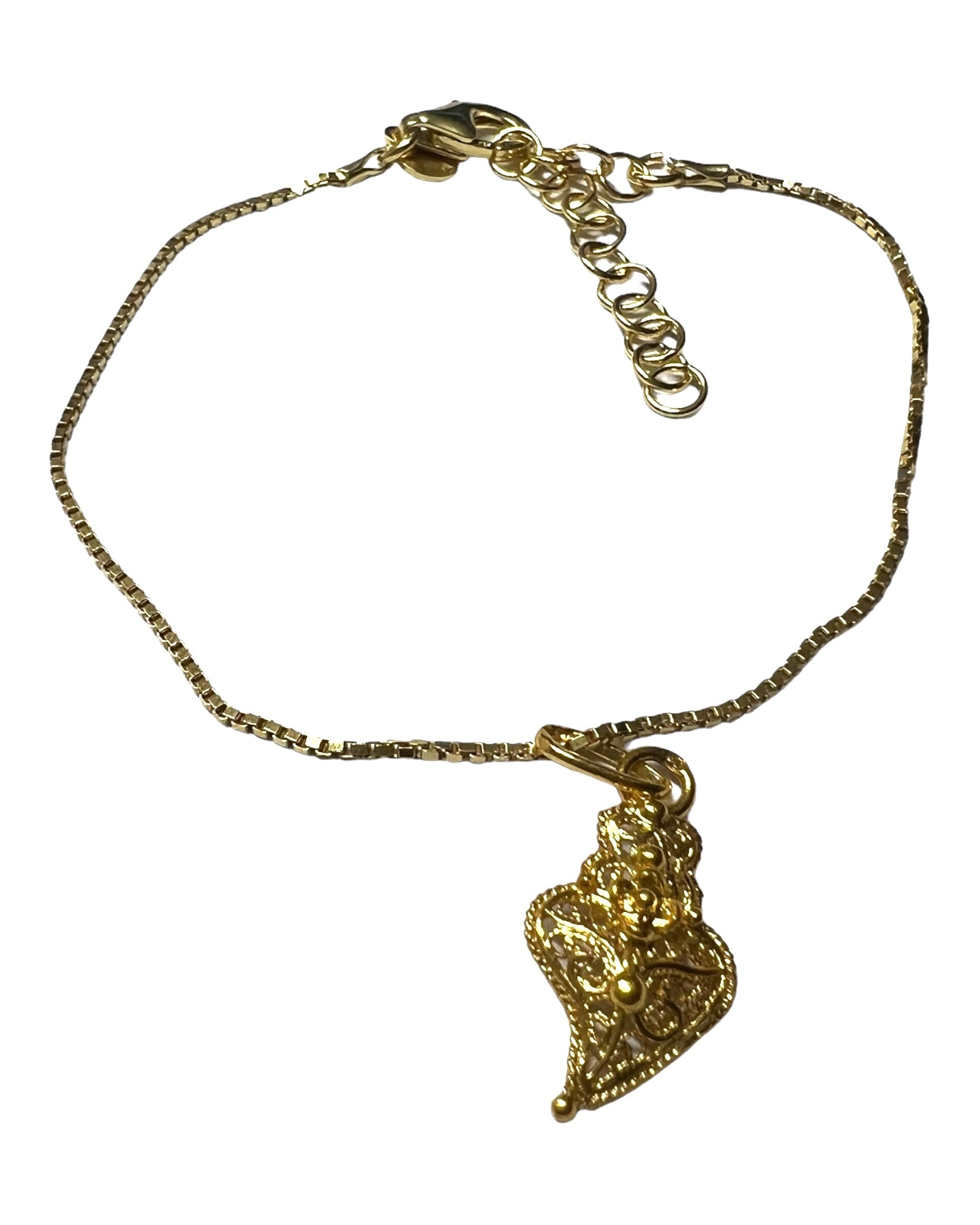 Pulseira Coração de Viana em Prata Dourada