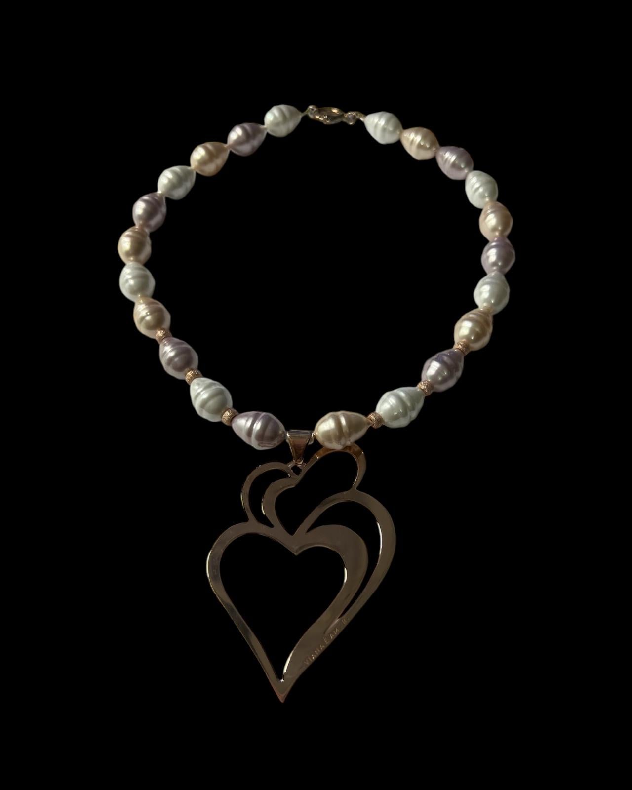 Viana is Love Heart Necklace in Rose Silver