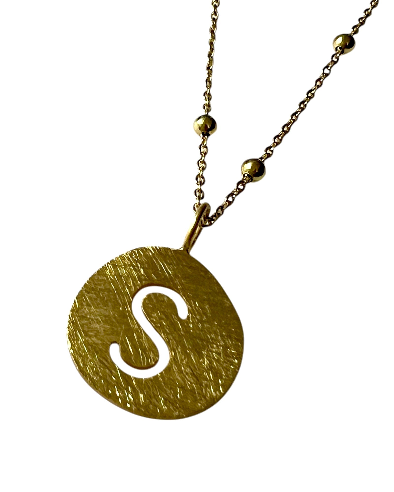 Letter S Necklace in Gold Plated Silver