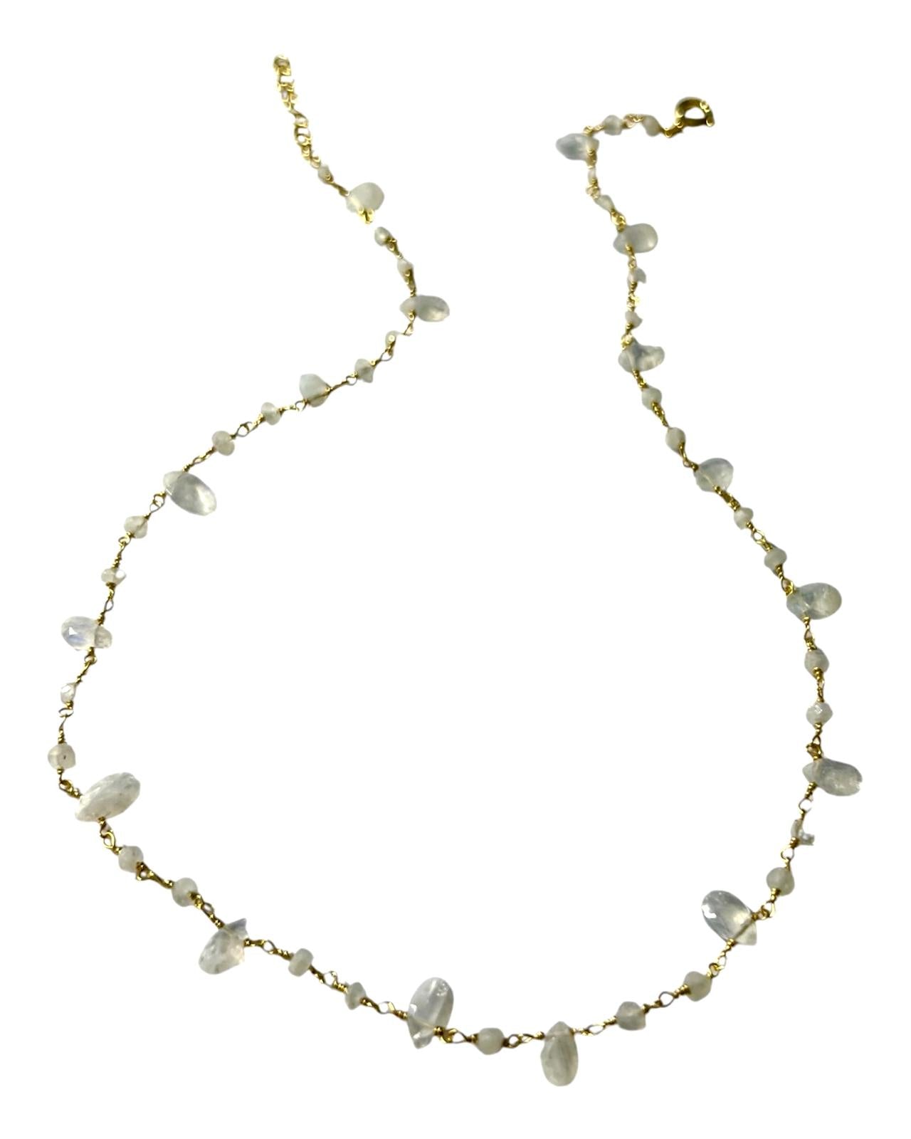 Necklace with White Stones in Gold Plated Silver