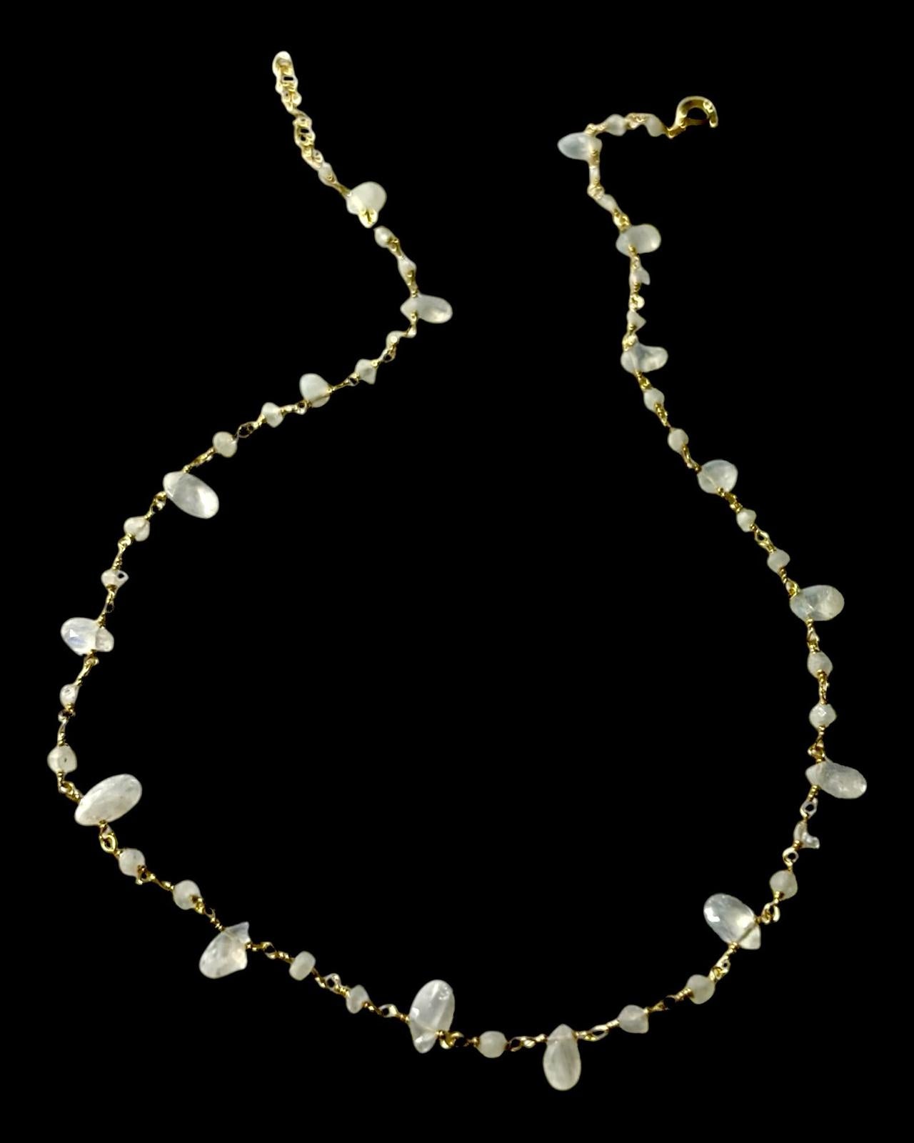 Necklace with White Stones in Gold Plated Silver