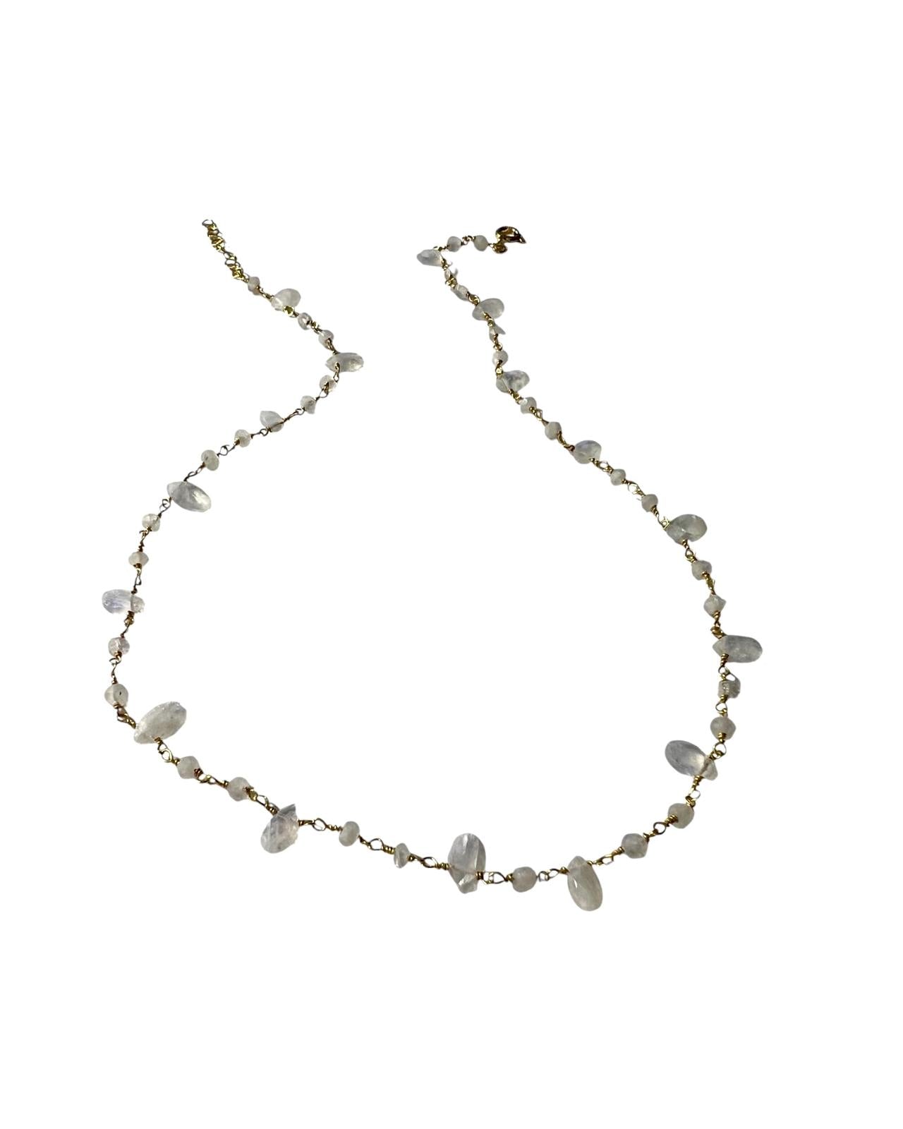 Necklace with White Stones in Gold Plated Silver