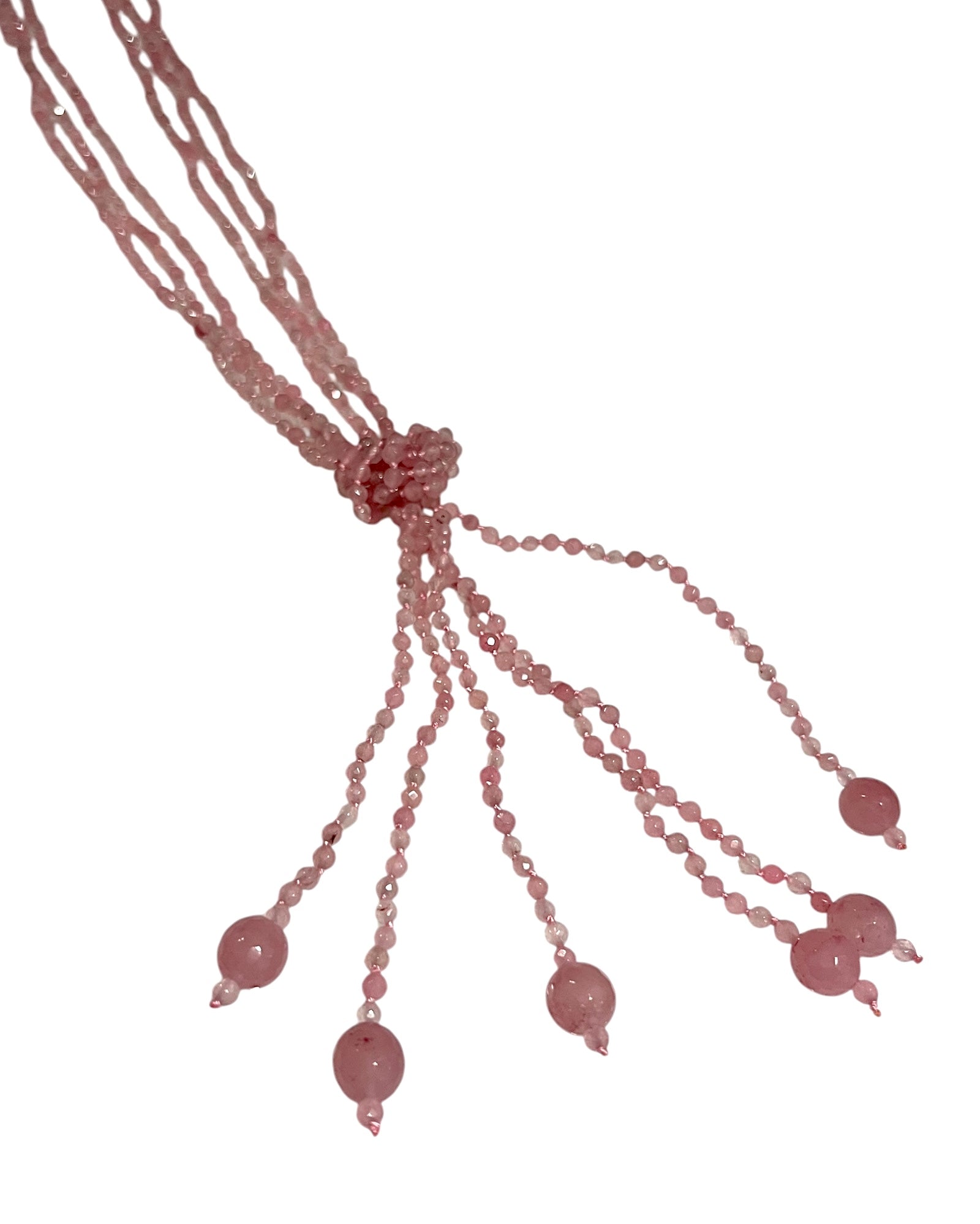 Colar Pedras Rosa em Prata Rosa