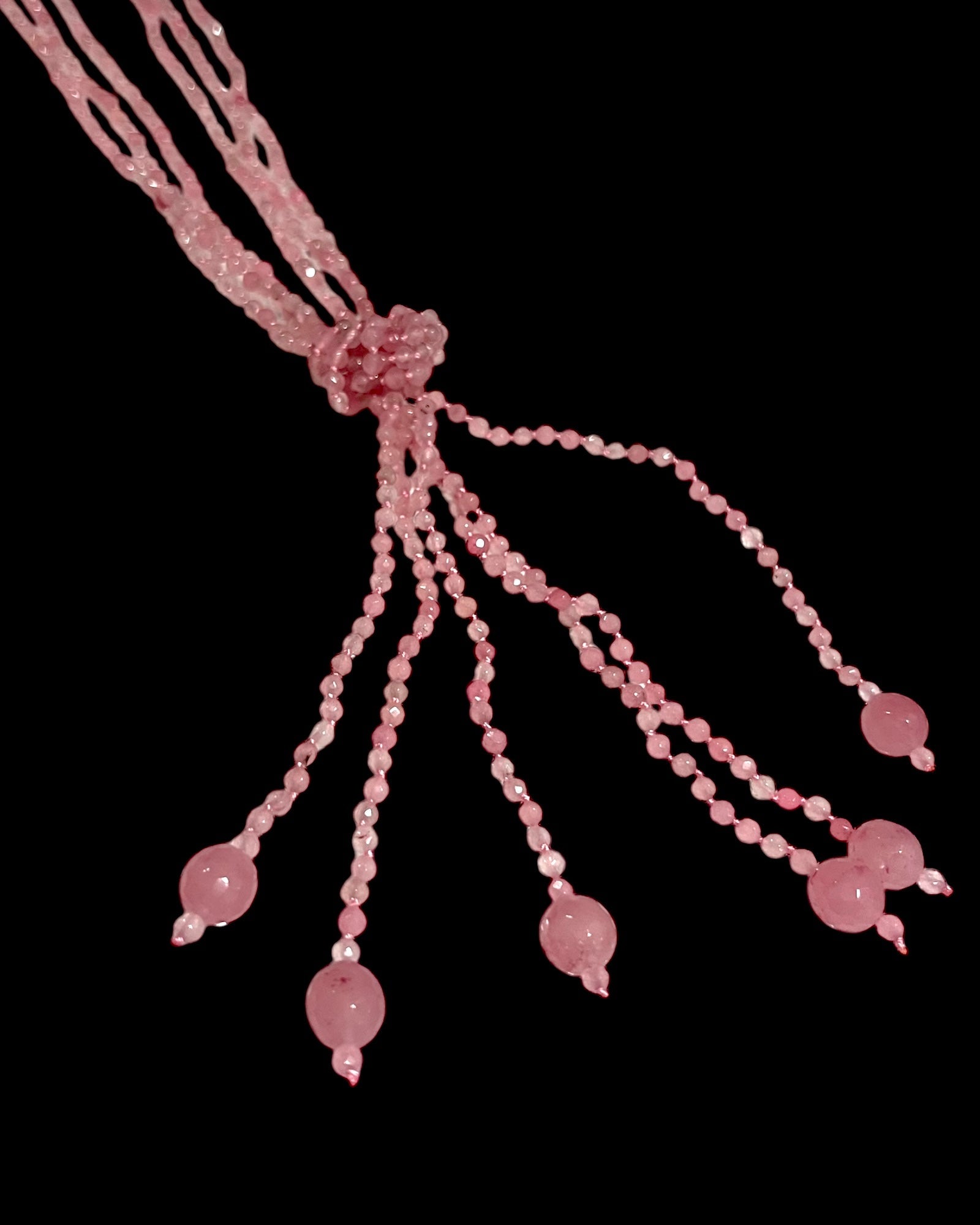 Colar Pedras Rosa em Prata Rosa