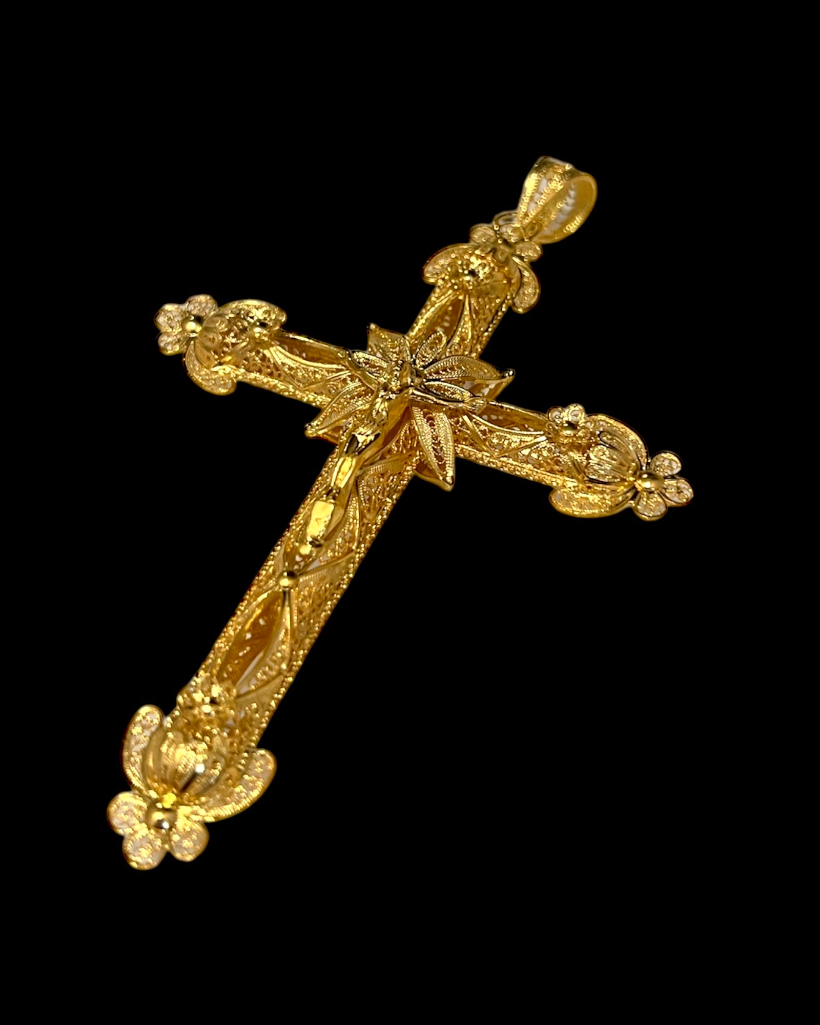 Gilded Silver Filigree Cross Medal