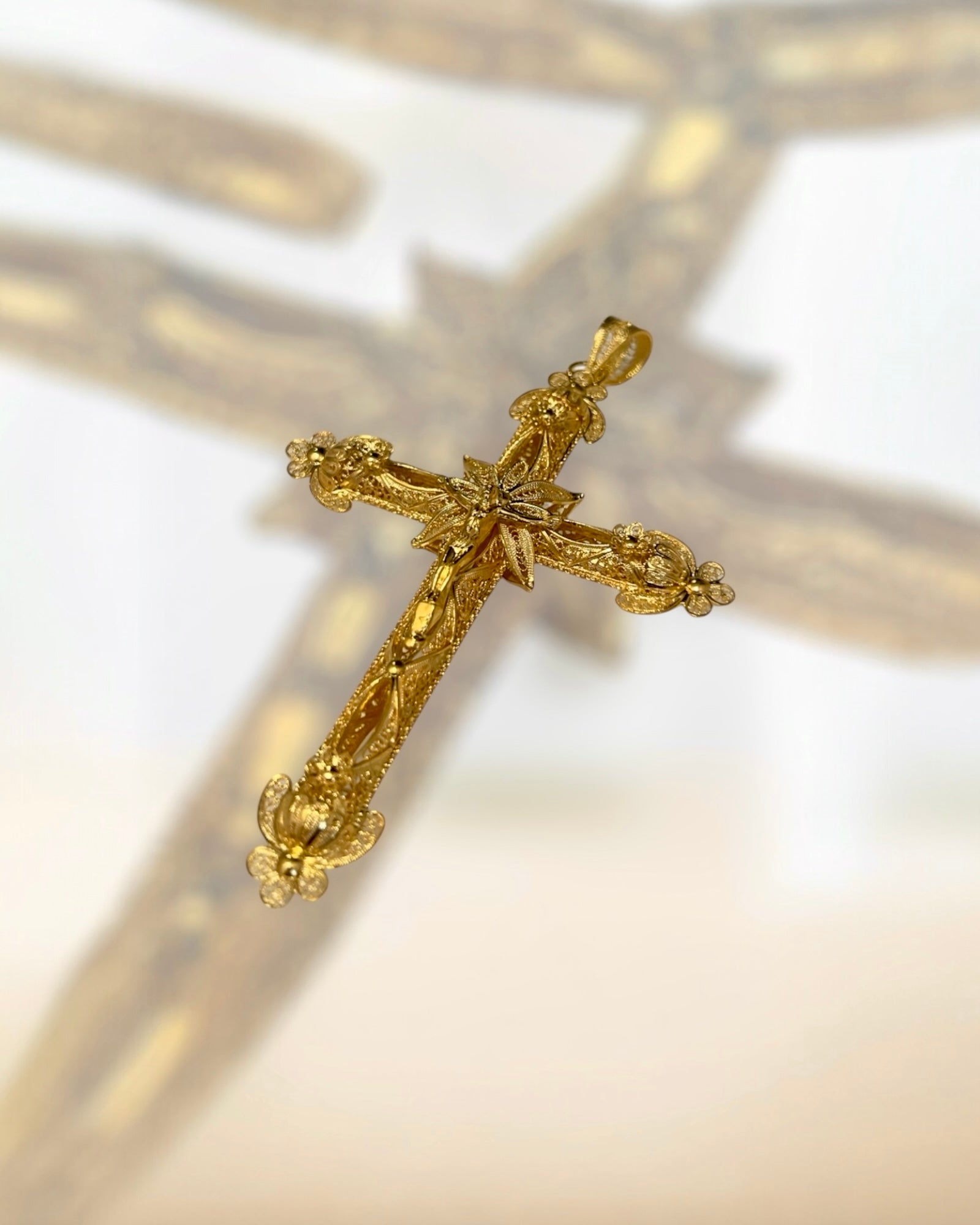 Gilded Silver Filigree Cross Medal