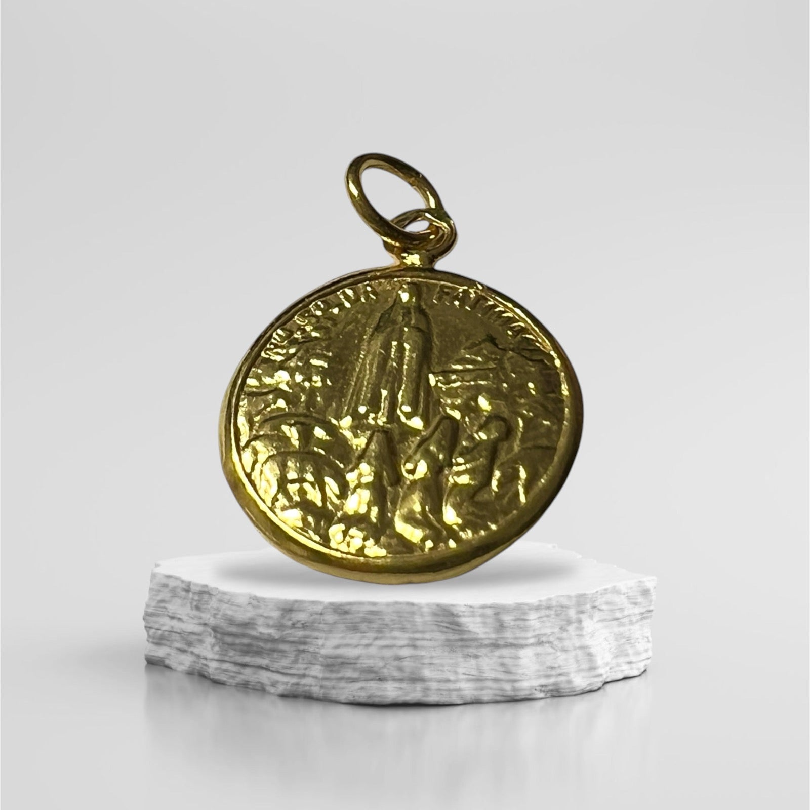 Saint Anthony and Our Lady of Fatima Medal in Gold Plated Silver