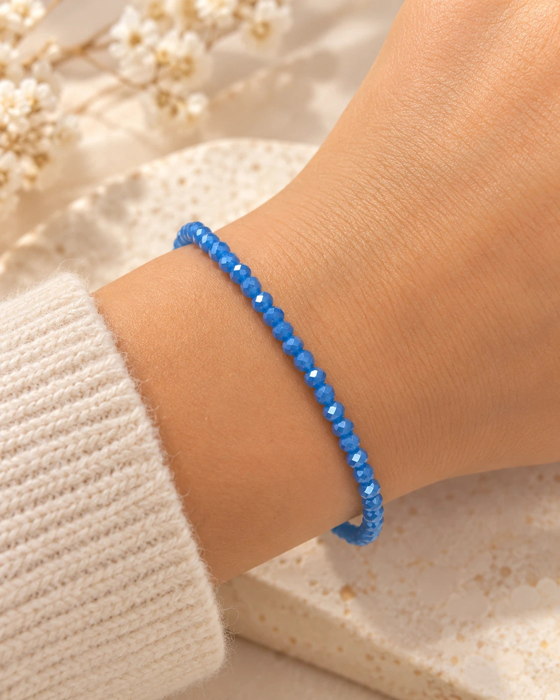 14 - Pulseira Pedras Azul Brilhante com Prata