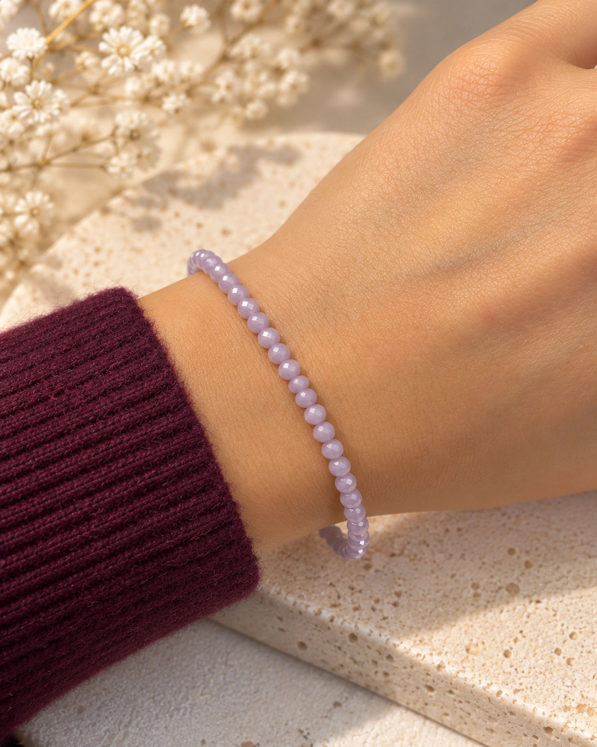 13 - Pulseira Pedras Lilás com Prata
