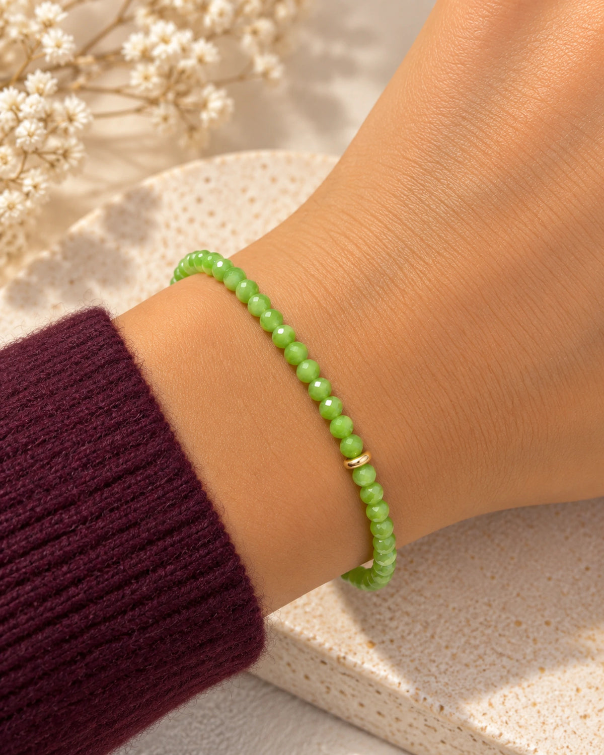 15 - Pulseira Pedras Verdes com Prata