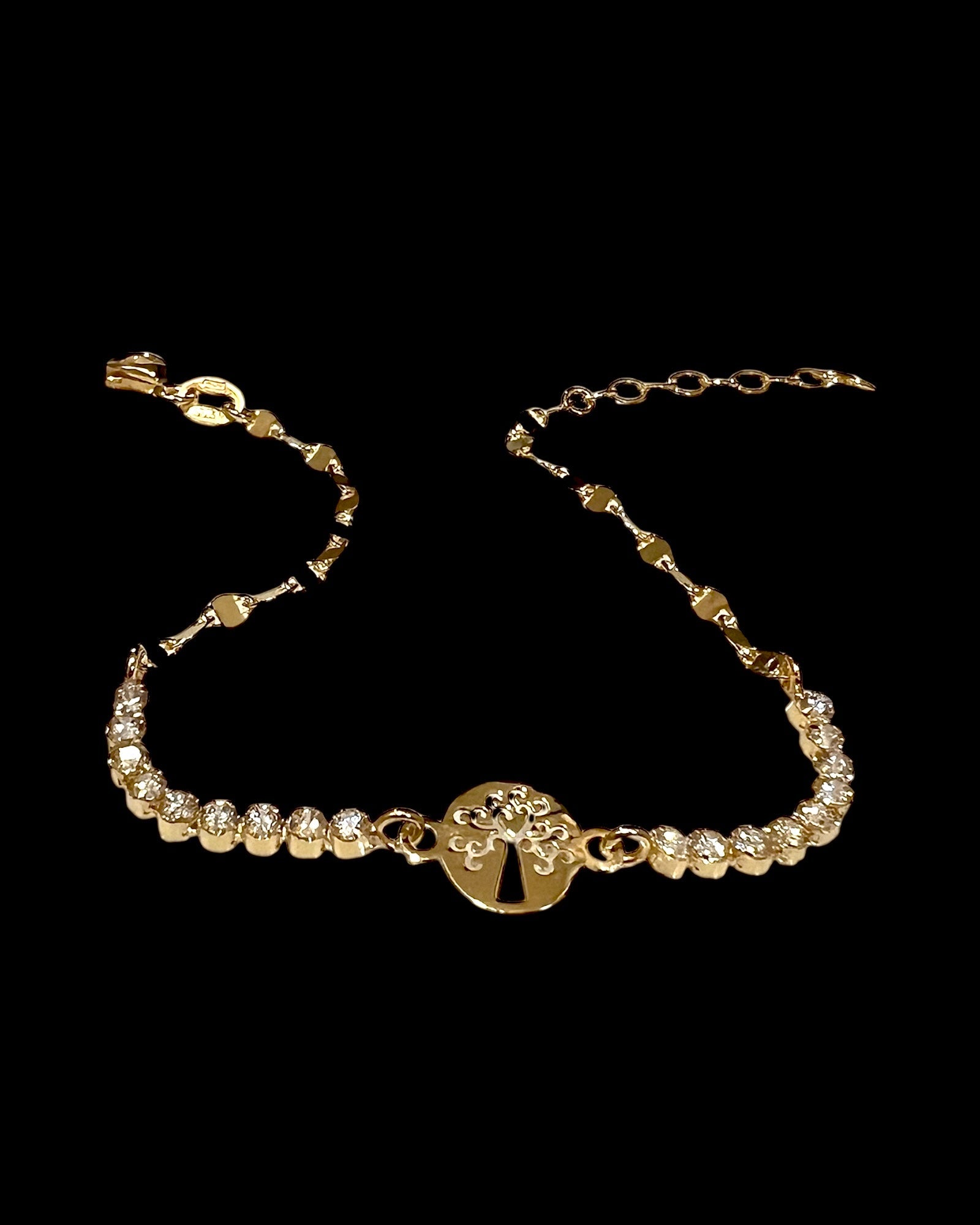 Pulseira Árvore da Vida em Prata Dourada