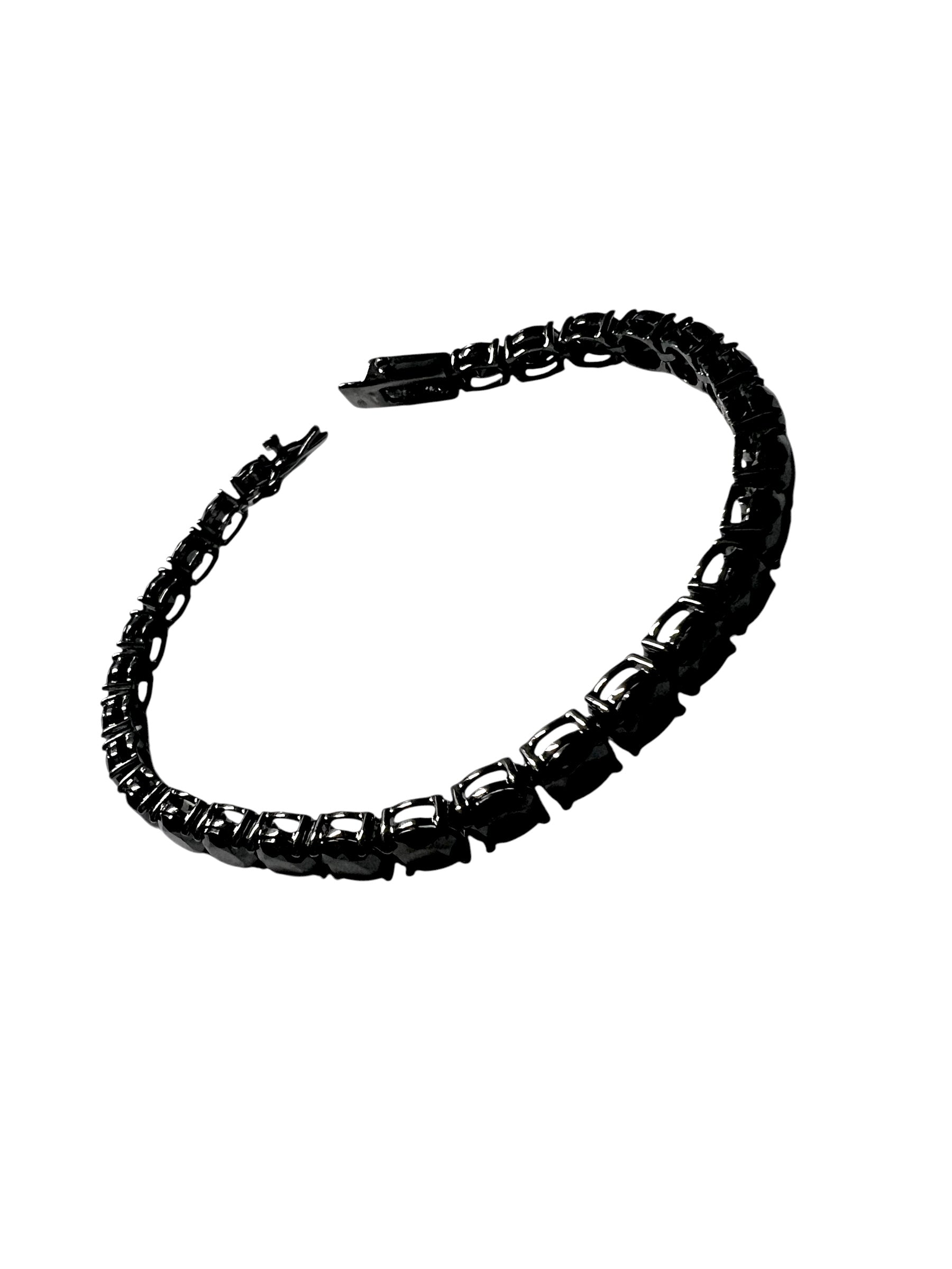 Pulseira Brilhos Pretos em Prata
